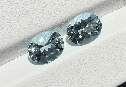 Luxury Promise 3.35ct Shanta Maria aquamarine oval pair DXBCS3906