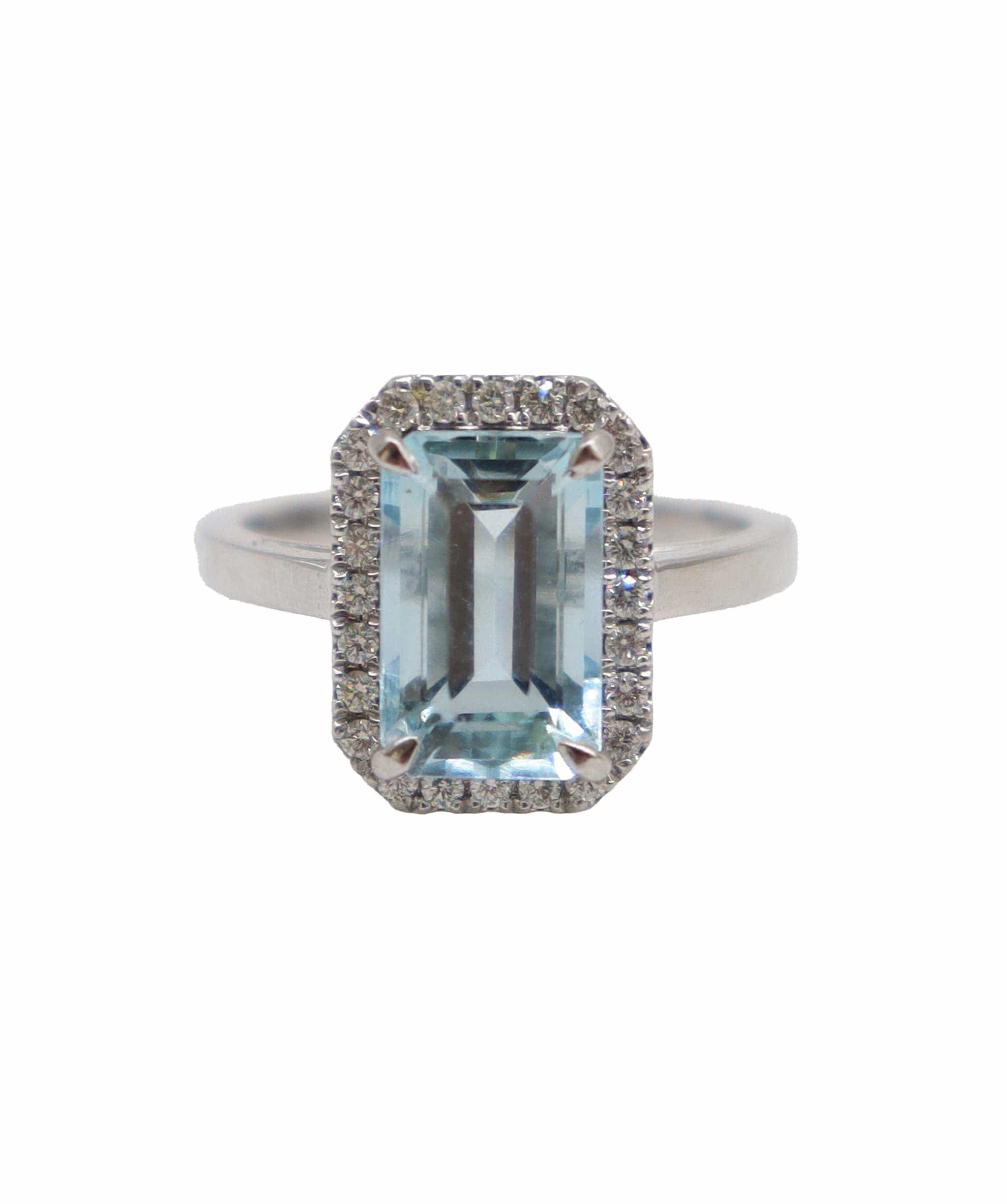 Luxury Promise 3.40ct Aquamarine & Diamond Ring RDL0138C