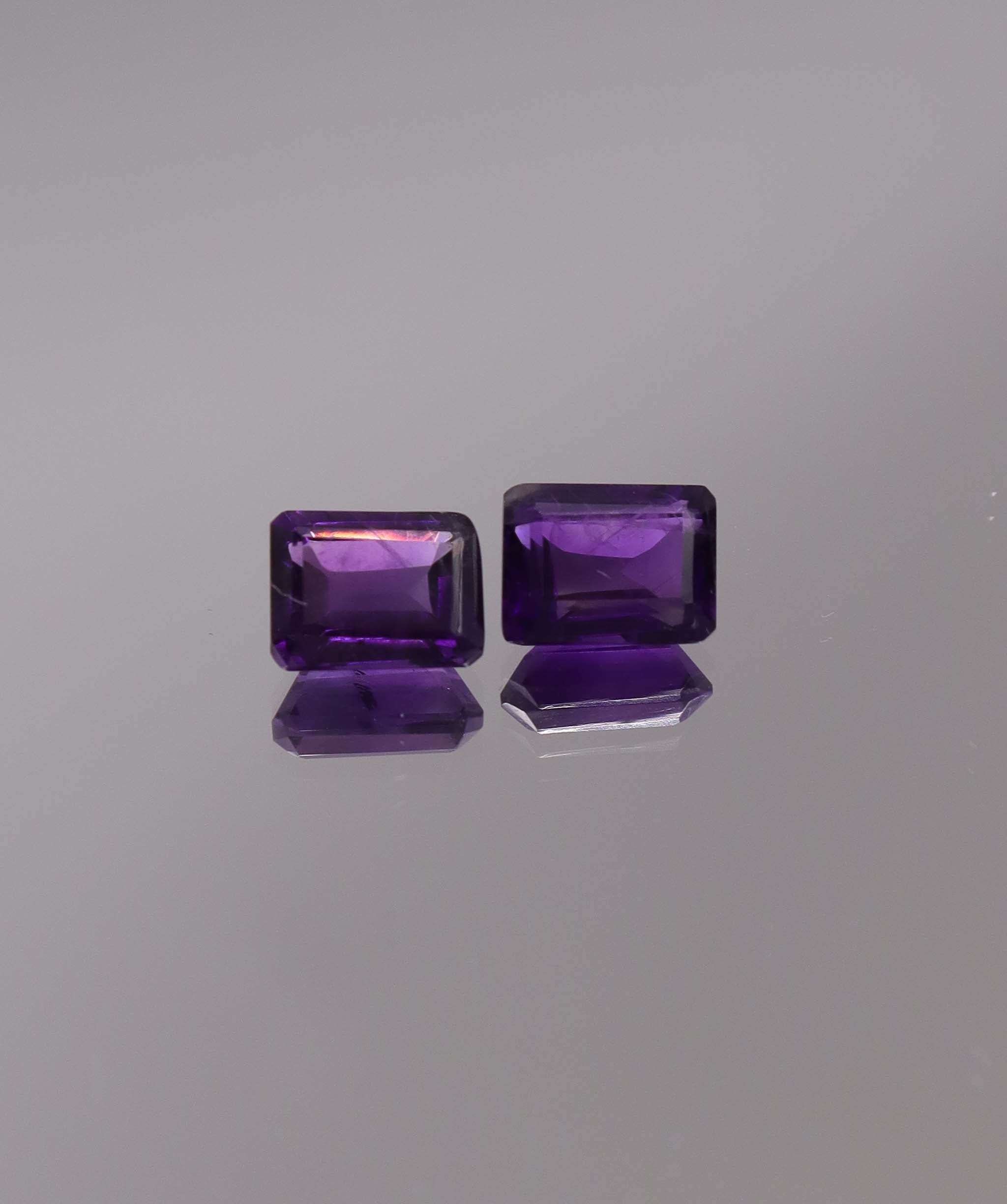 Luxury Promise 3.43ct Amethyst Emerald cut pair DXBCS1264