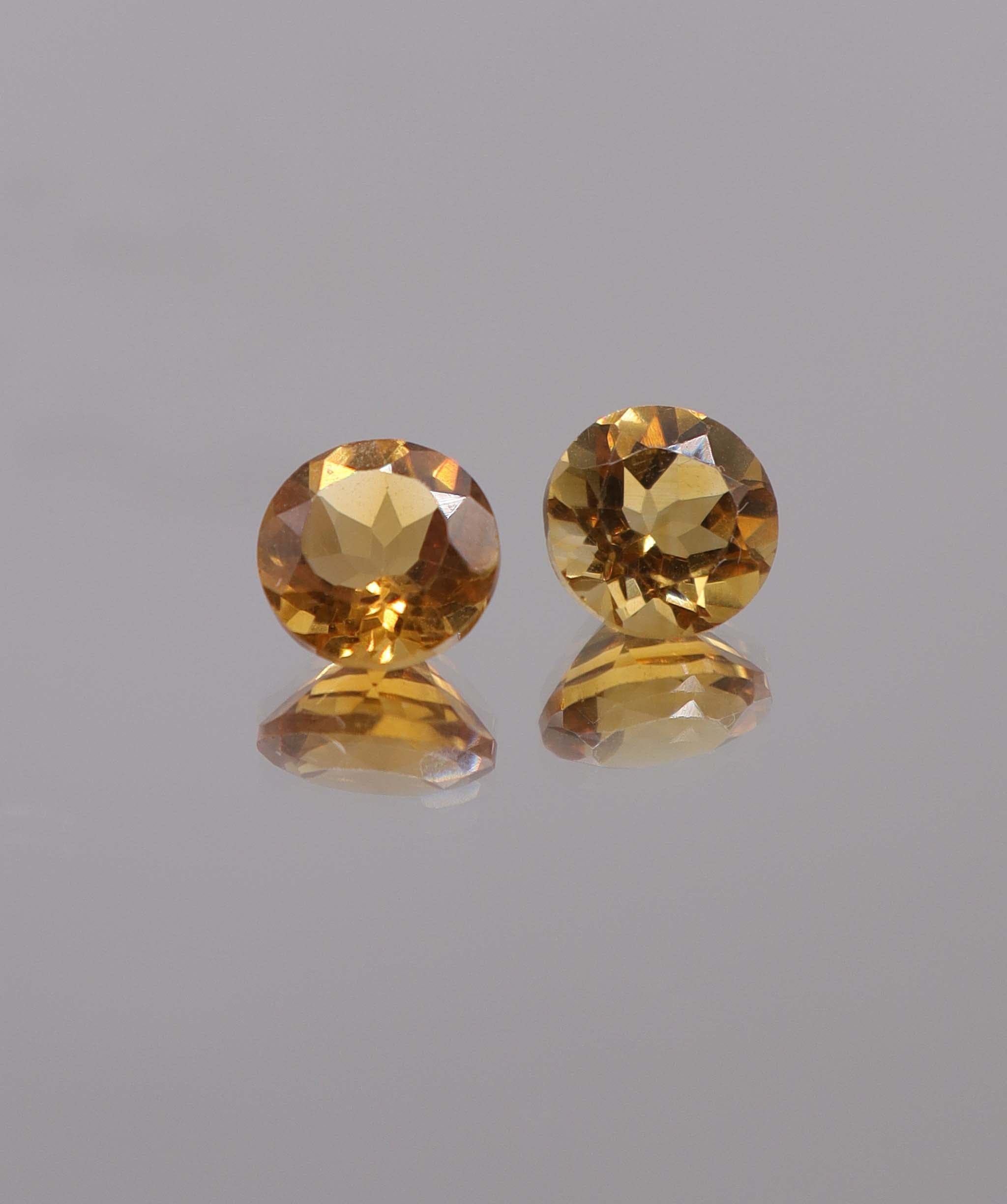 Luxury Promise 3.51ct Round Citrine PAIR 7 DXBS5494