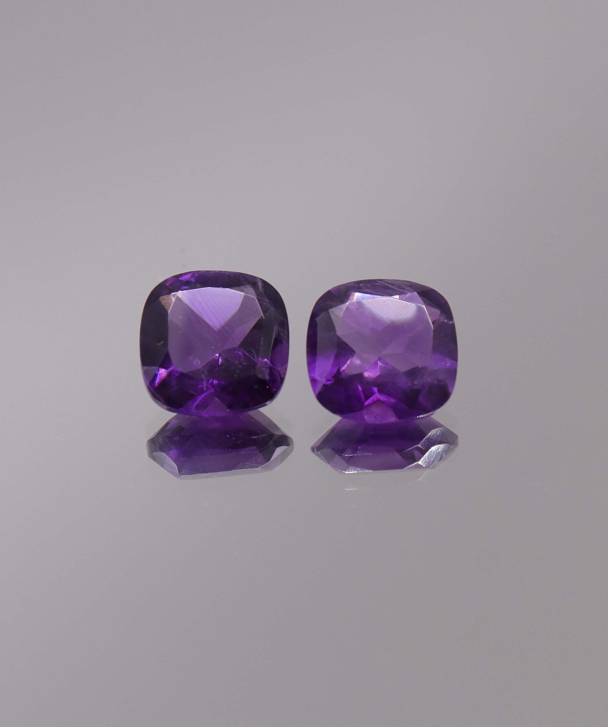 Luxury Promise 3.64ct Amethyst Square Cushion pair DXBCS1298