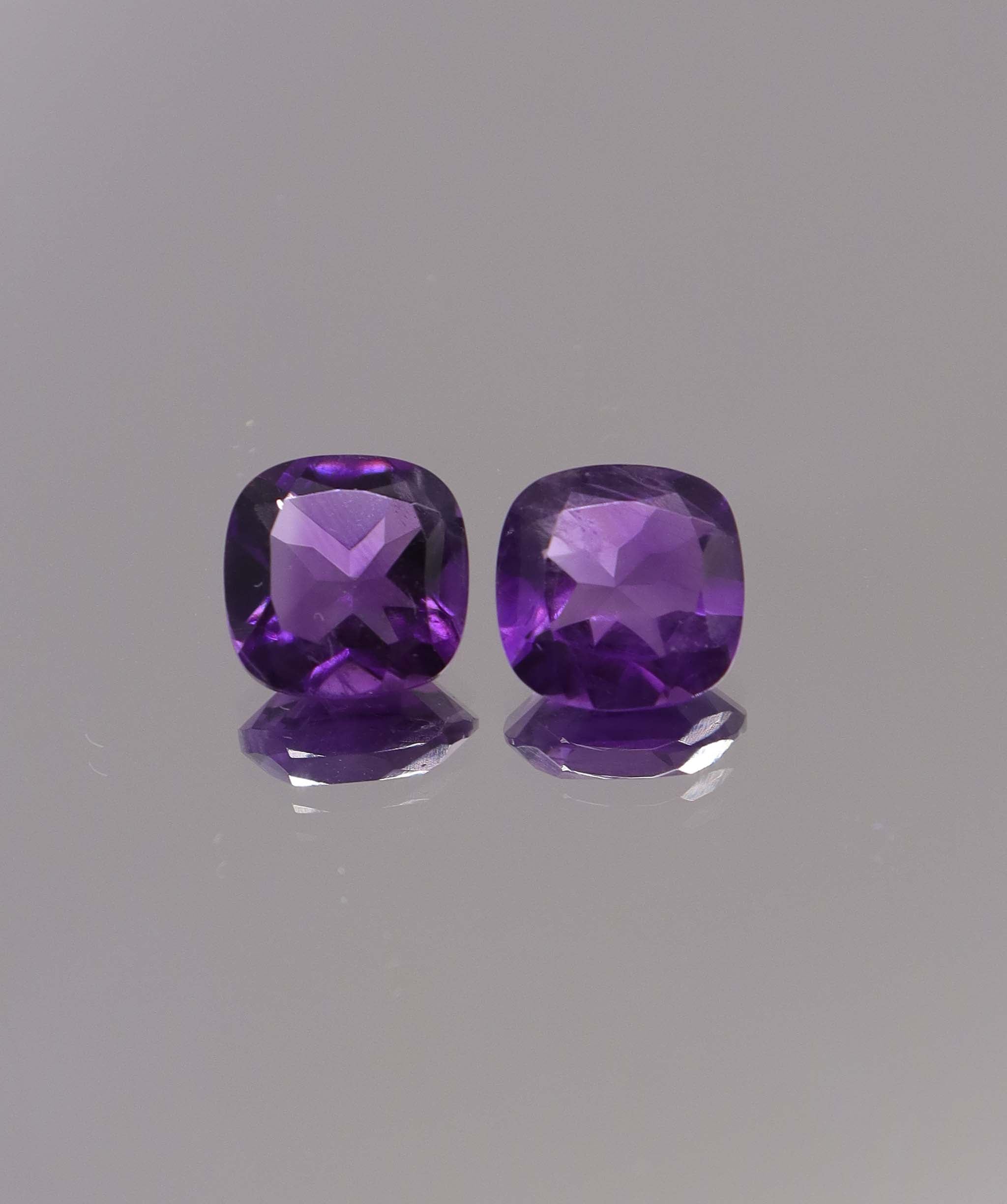 Luxury Promise 3.64ct Amethyst Square Cushion pair DXBCS1298