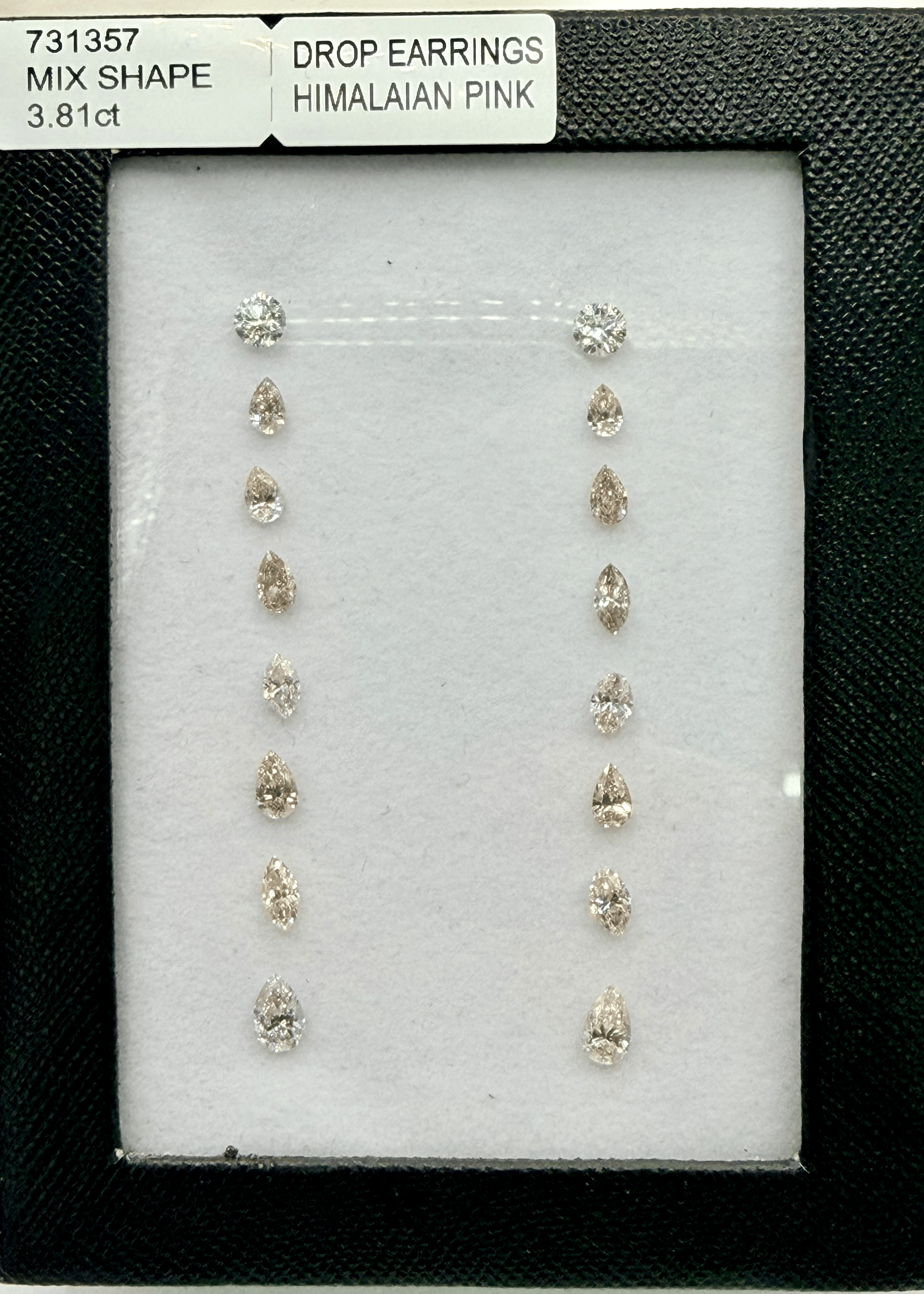 Luxury Promise 3.81crt Himalaian pink Various shapes for drop earrings Diamond ANC1409