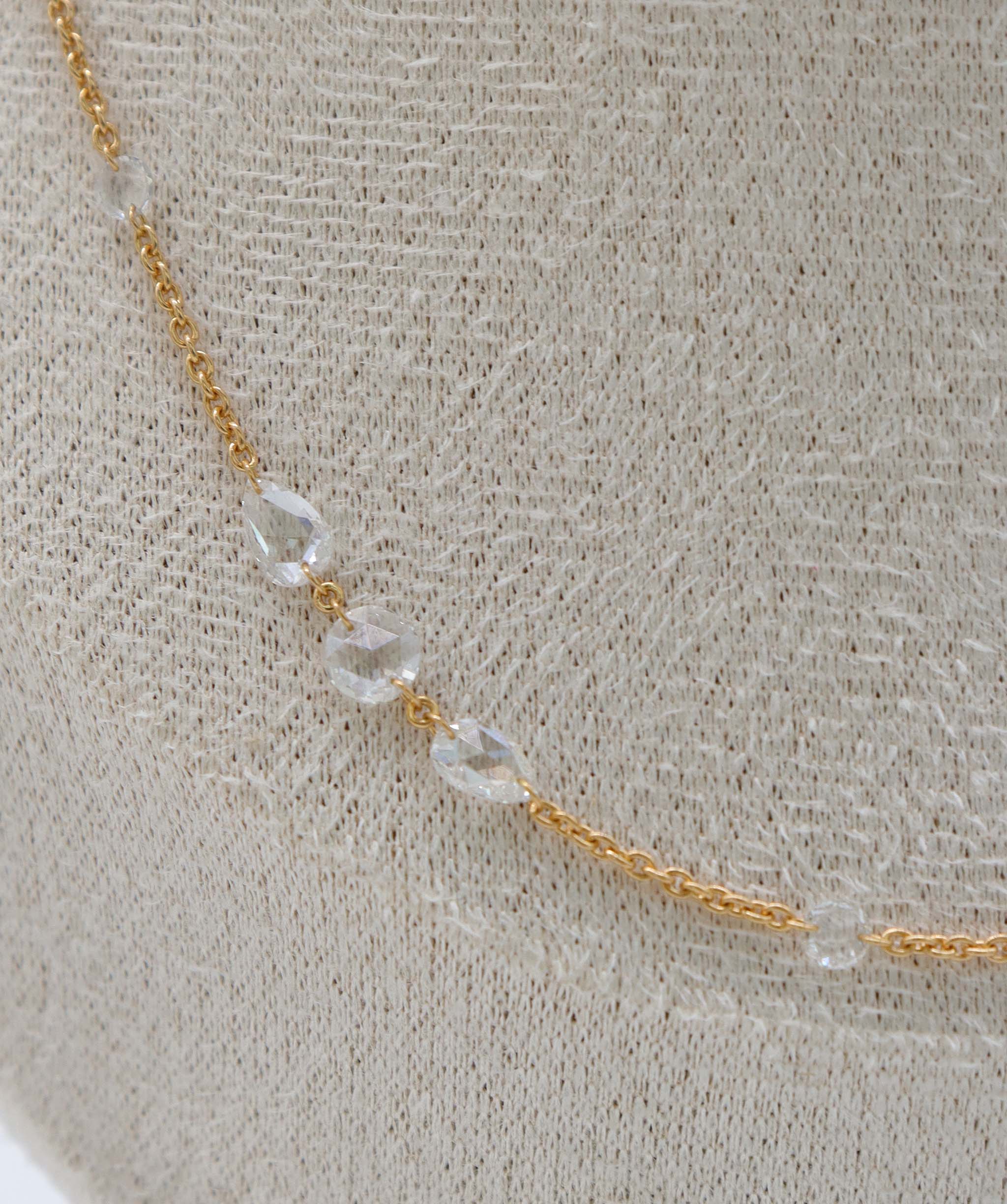 Luxury Promise 3.8CT EX PEAR WHITE ROSECUT NECKLACE C12628