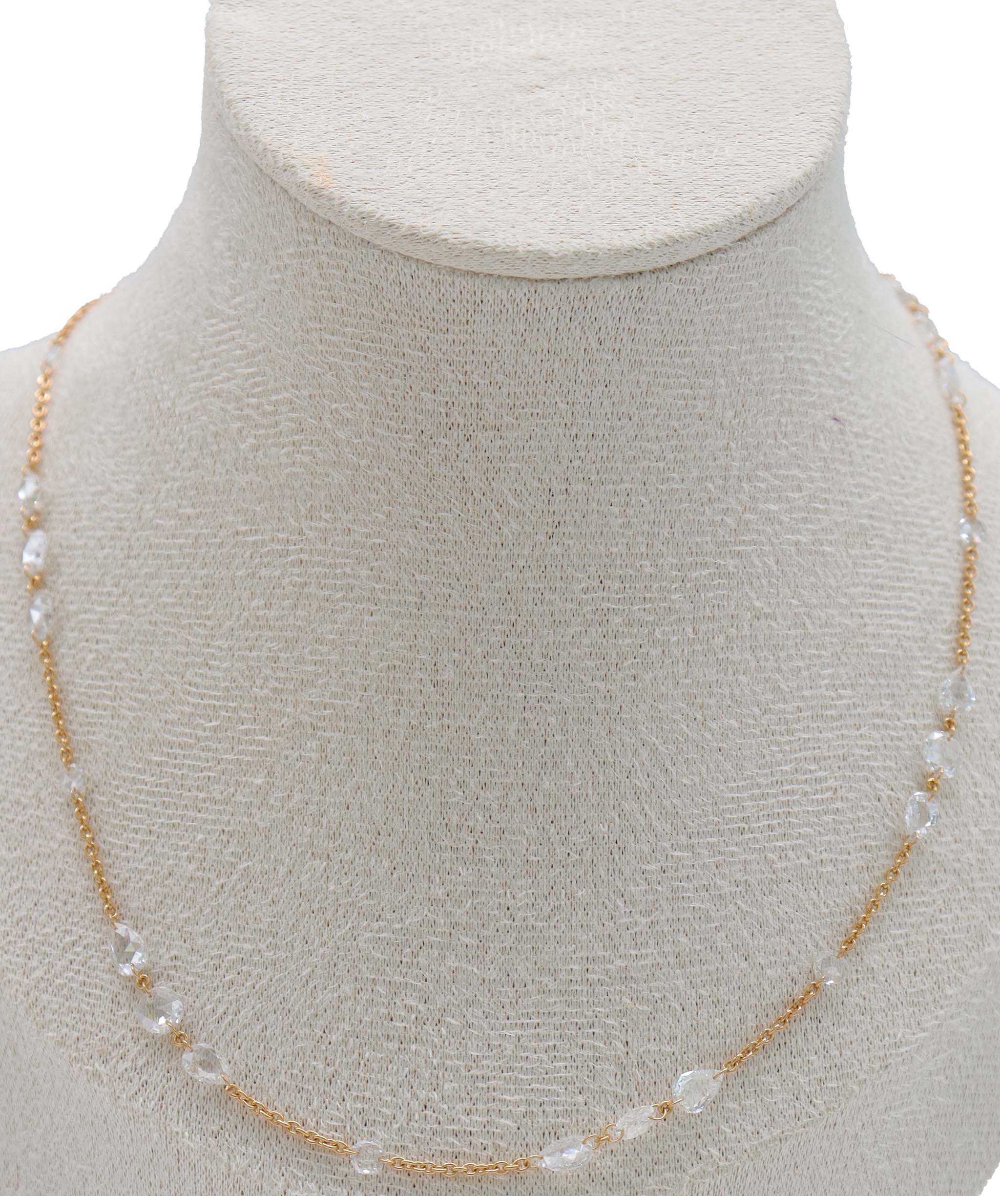 Luxury Promise 3.8CT EX PEAR WHITE ROSECUT NECKLACE C12628