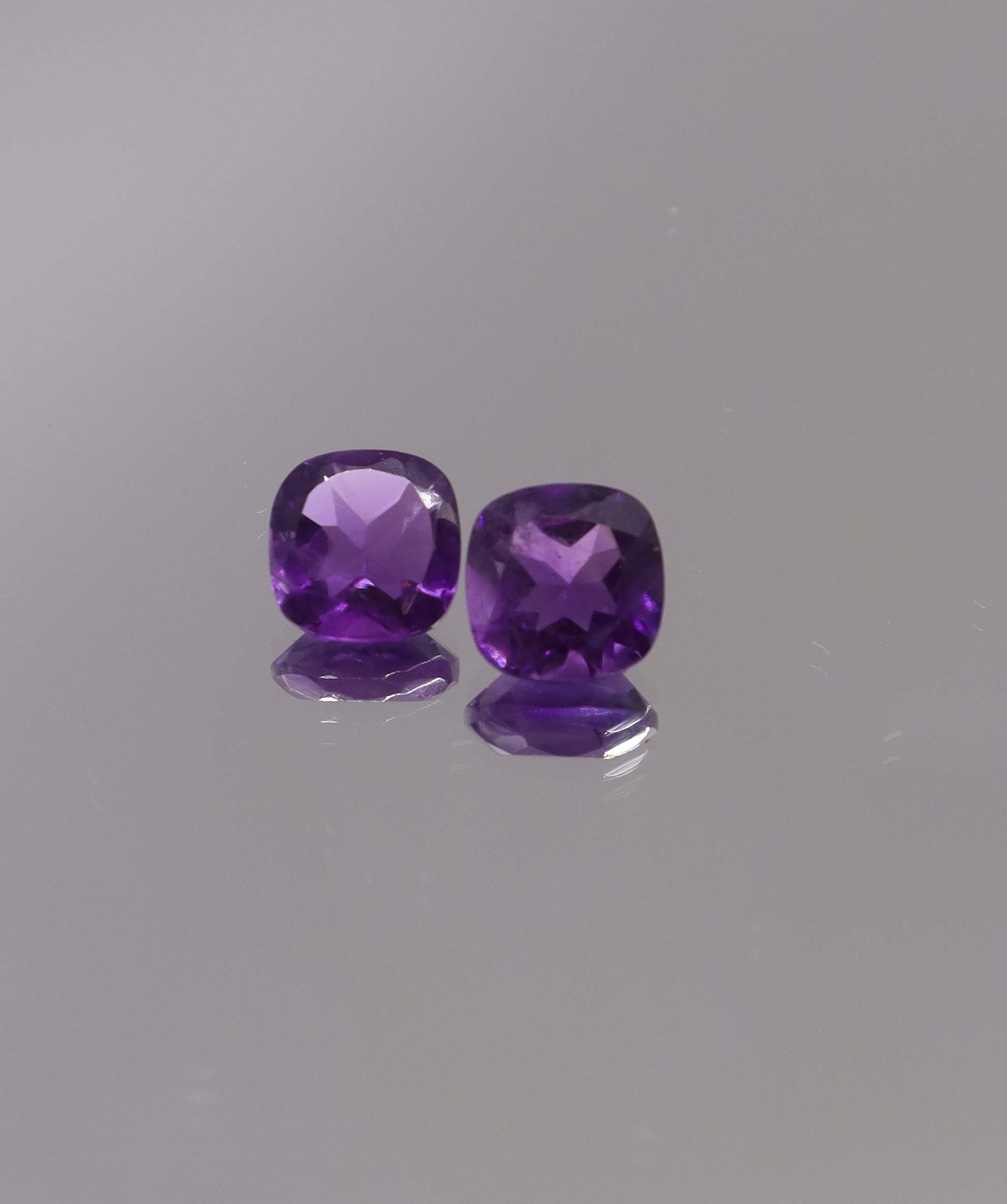 Luxury Promise 3.95ct Amethyst Square Cushion pair DXBCS1297