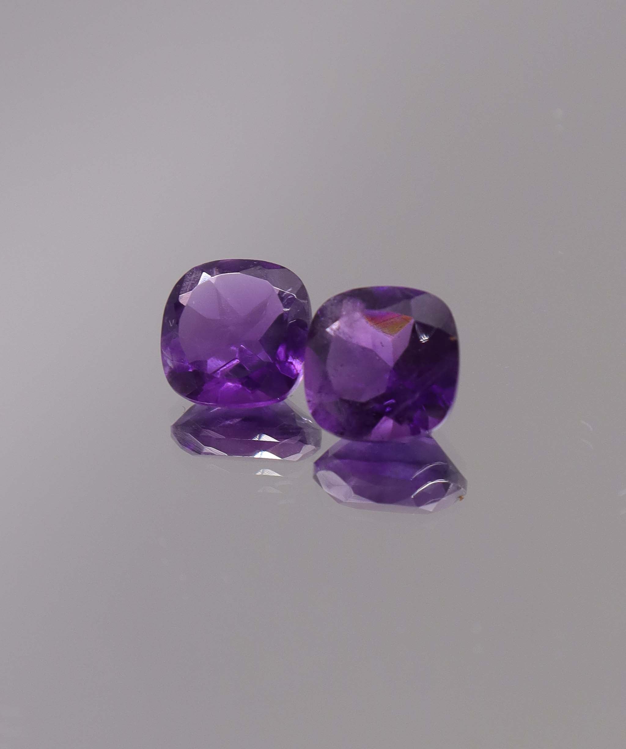 Luxury Promise 3.95ct Amethyst Square Cushion pair DXBCS1297