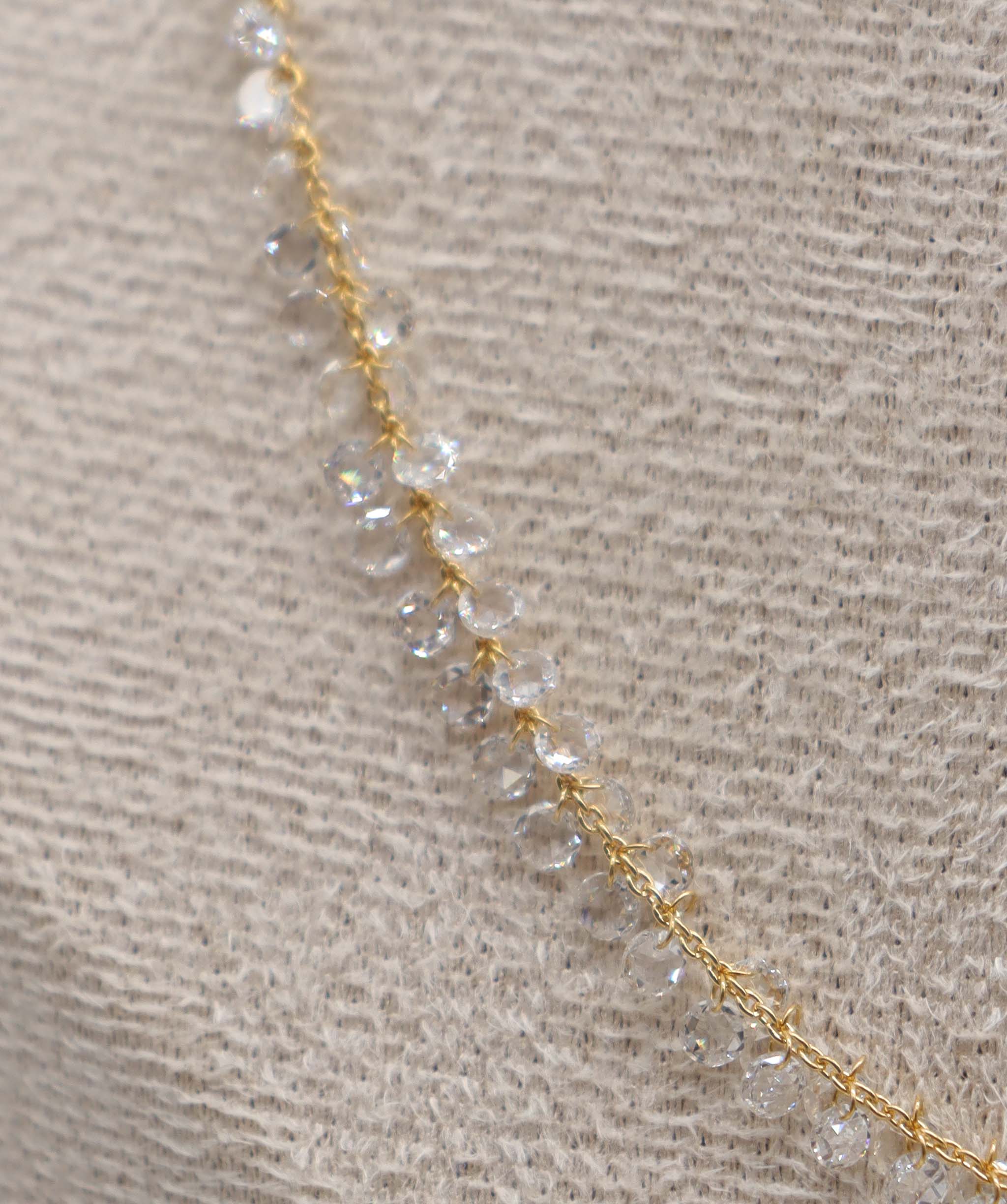 Luxury Promise 4.45ct WHITE ROSECUT NECKLACE C12587