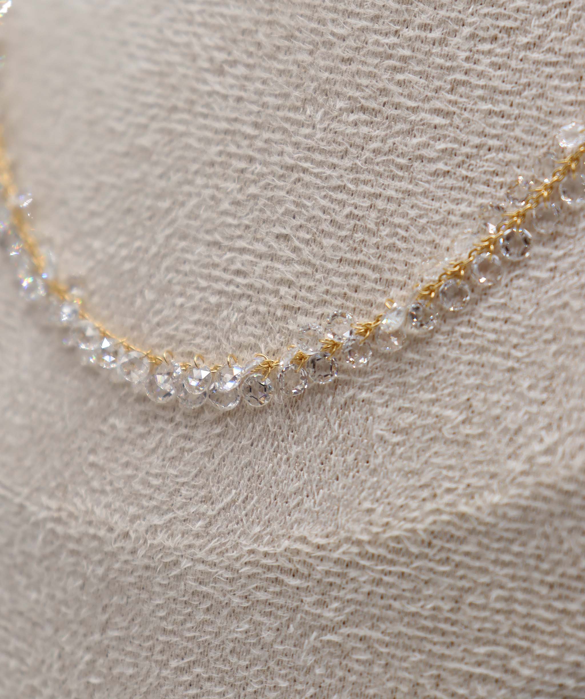 Luxury Promise 4.45ct WHITE ROSECUT NECKLACE C12587