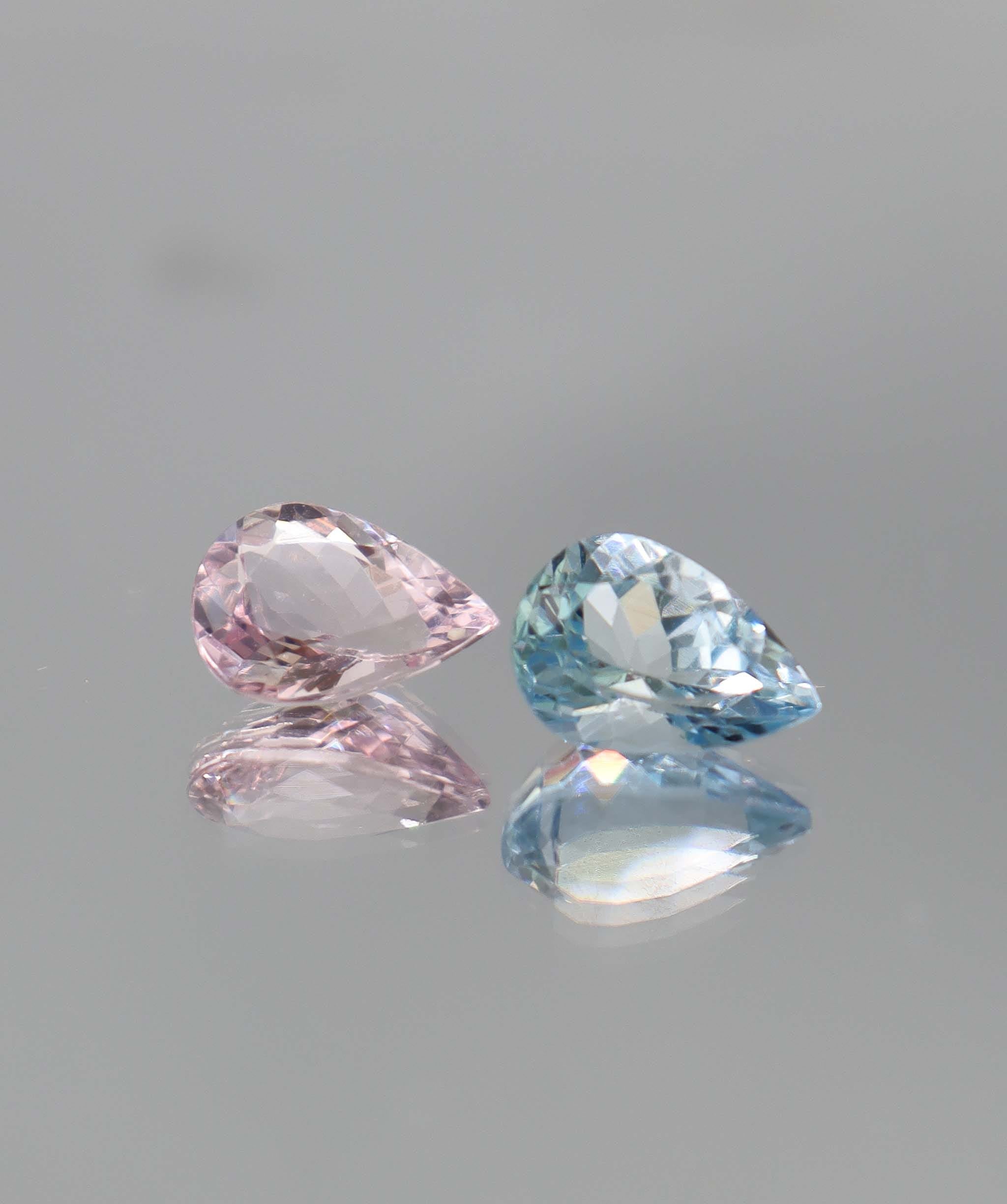 Luxury Promise 4.65ct Aquamarine & Morganite pair DXBCS1704