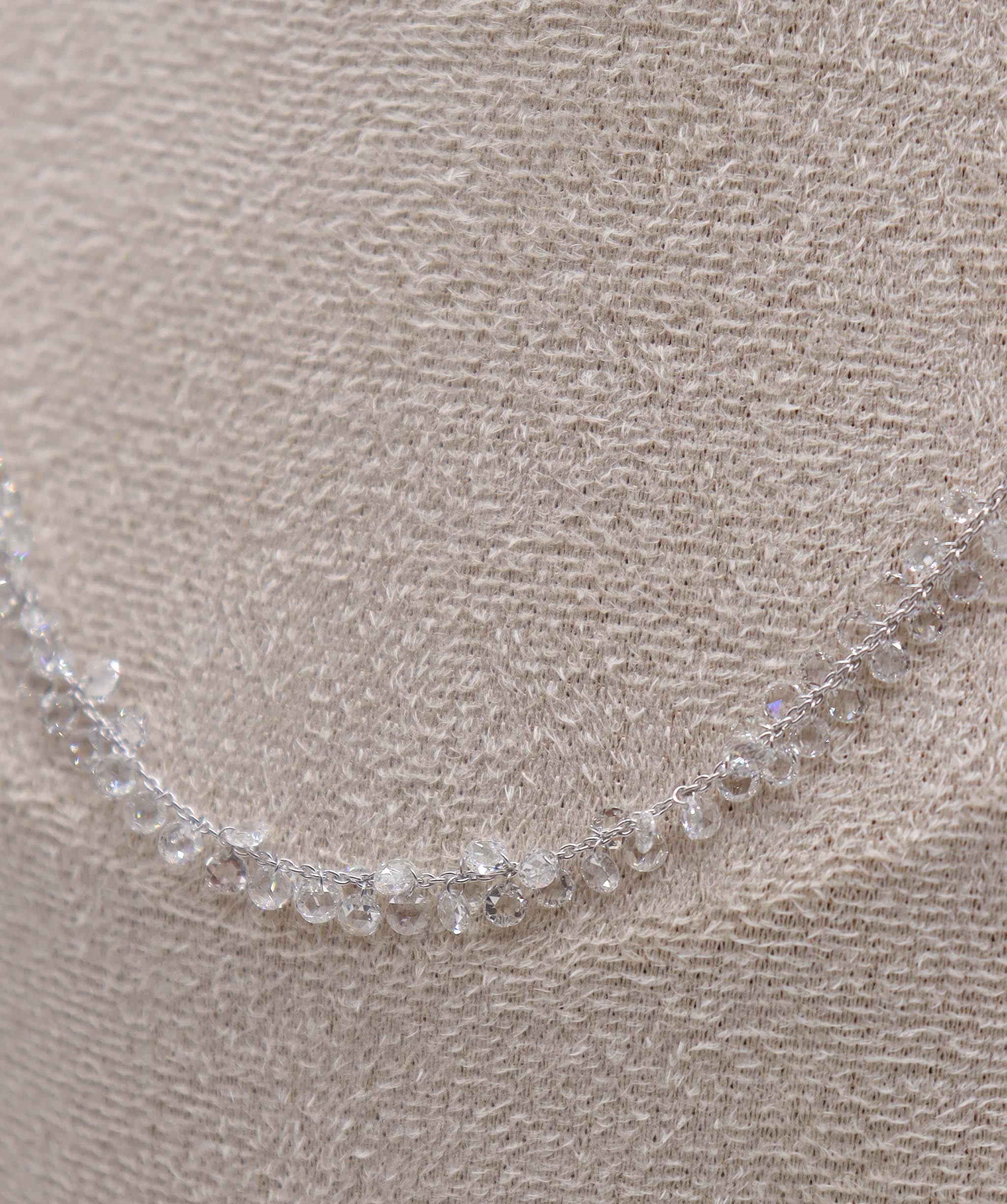 Luxury Promise 4.85ct WHITE ROSECUT NECKLACE C12548