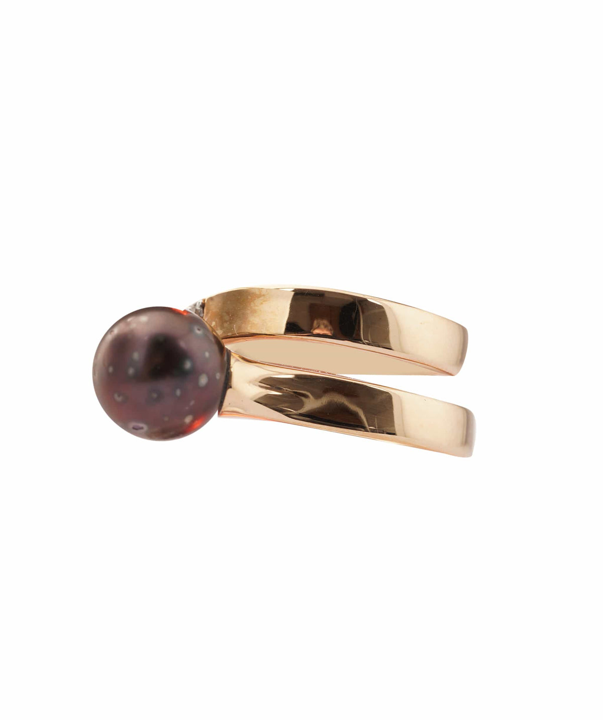 Luxury Promise 5.06ct Black Fresh Water Pearl & 0.166ct White Topaz 9K Yellow Gold Ring - 6g, Size 8 ANC2059