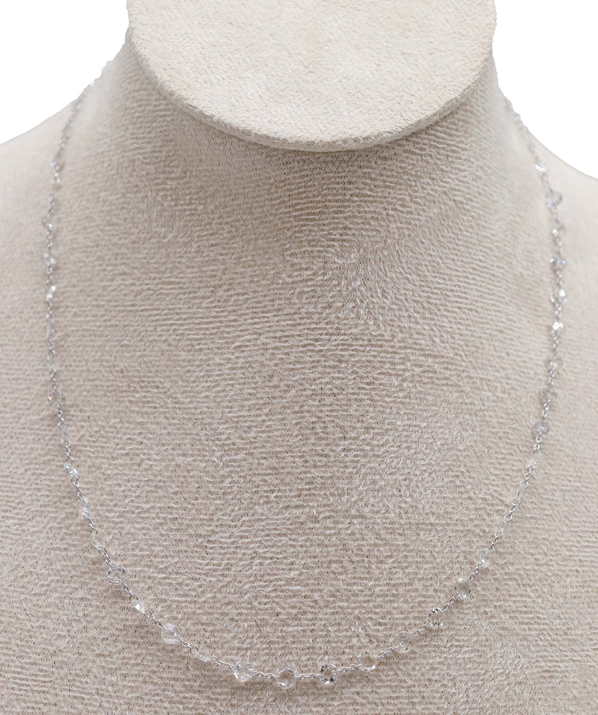 Luxury Promise 5.06ct WHITE ROSECUT NECKLACE C8729