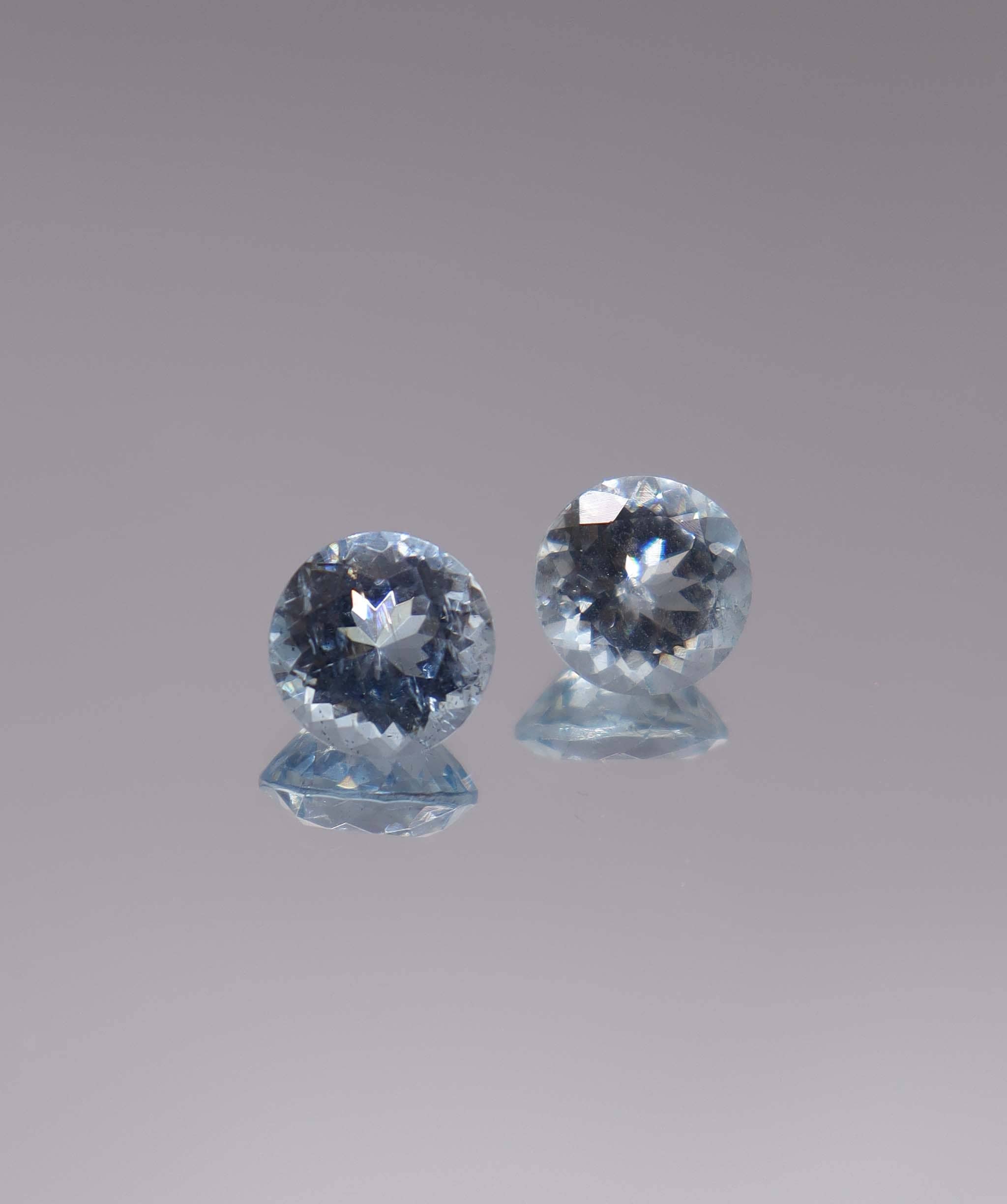 Luxury Promise 5.12ct Aquamarine Round pair DXBCS3288