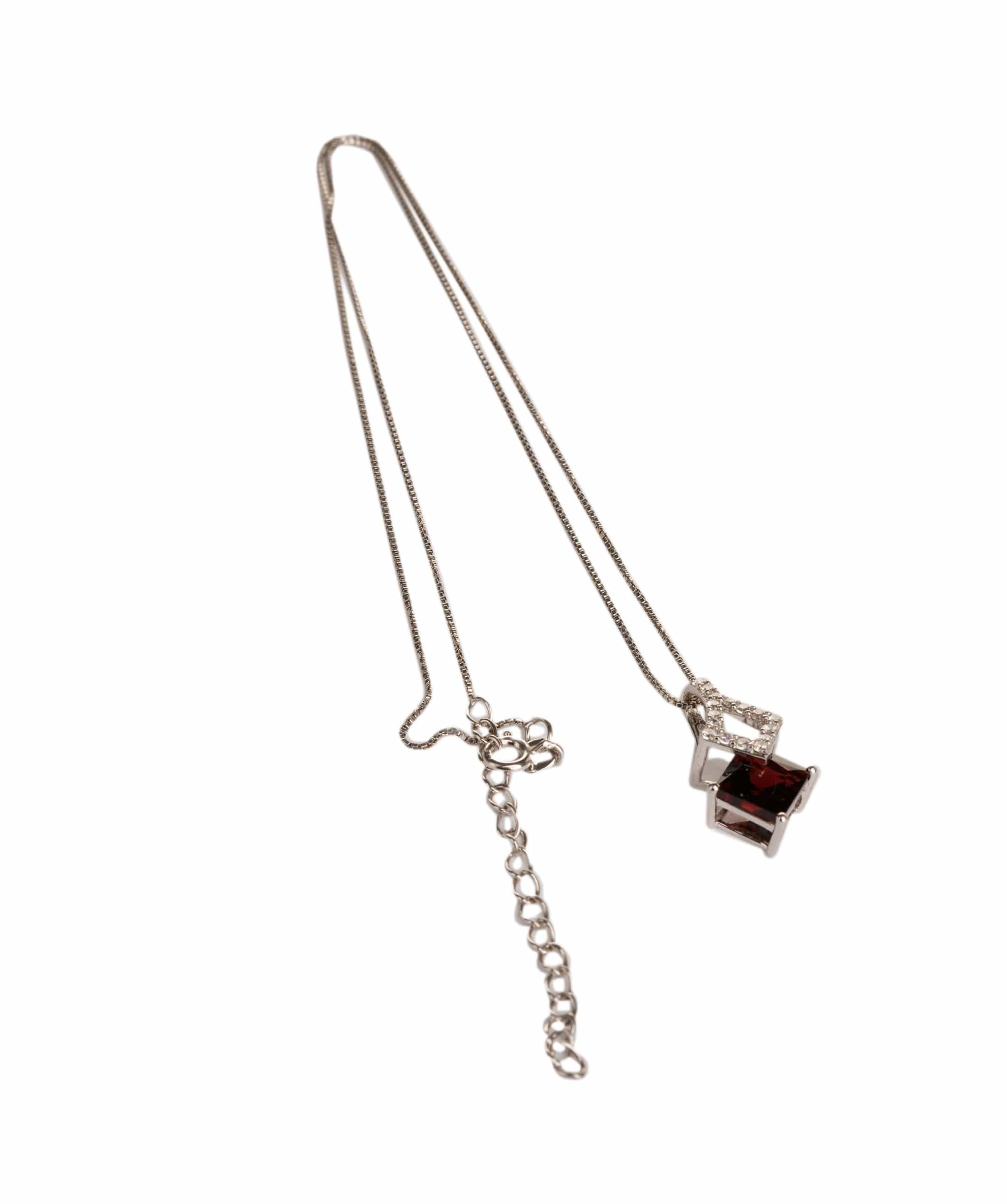 Luxury Promise 5ct Red garnet, Cubic Zircon 925 Silver White Pendant ALC3042