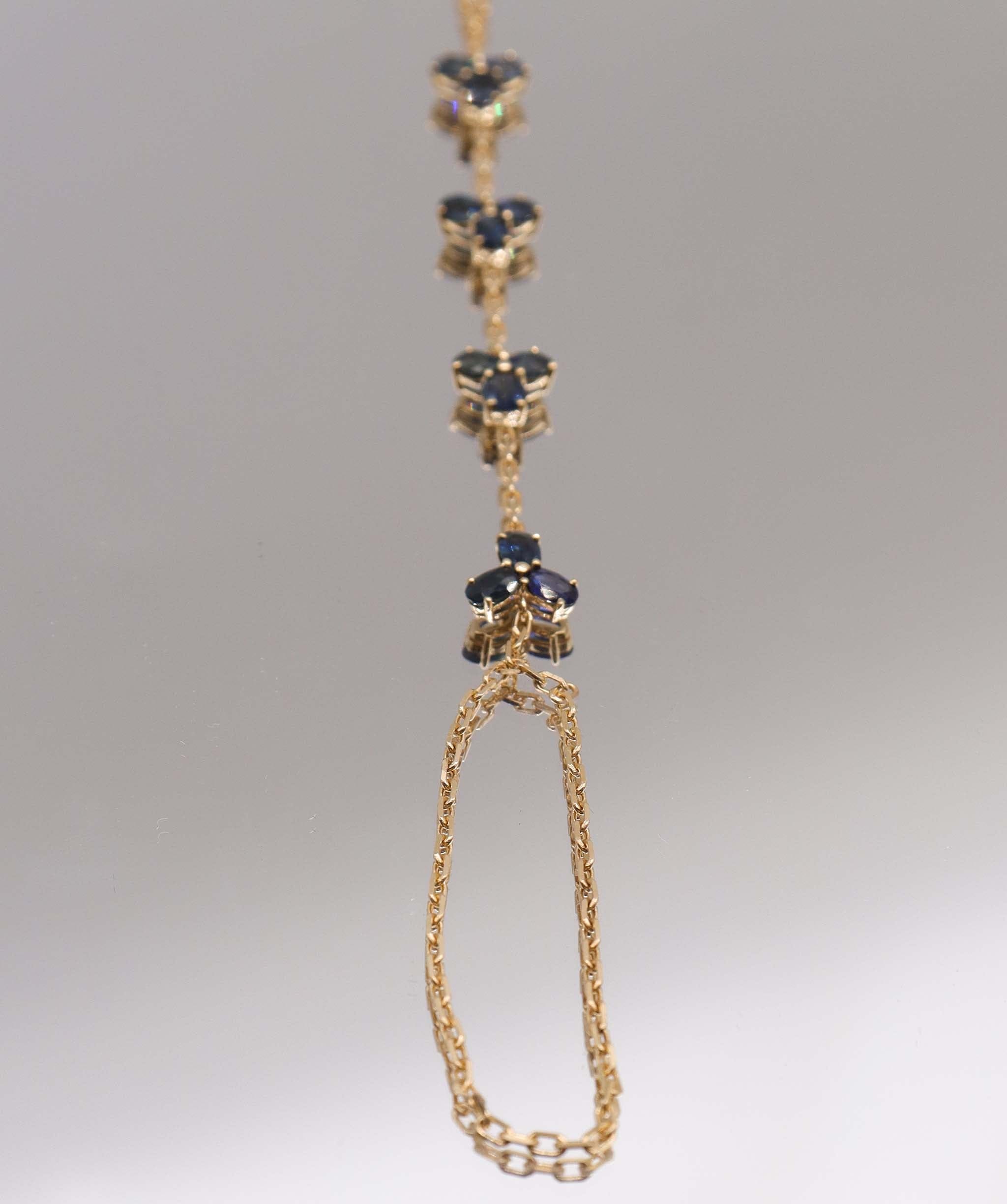 Luxury Promise 6.65ct Blue Sapphire YG Handchain DXBS5611