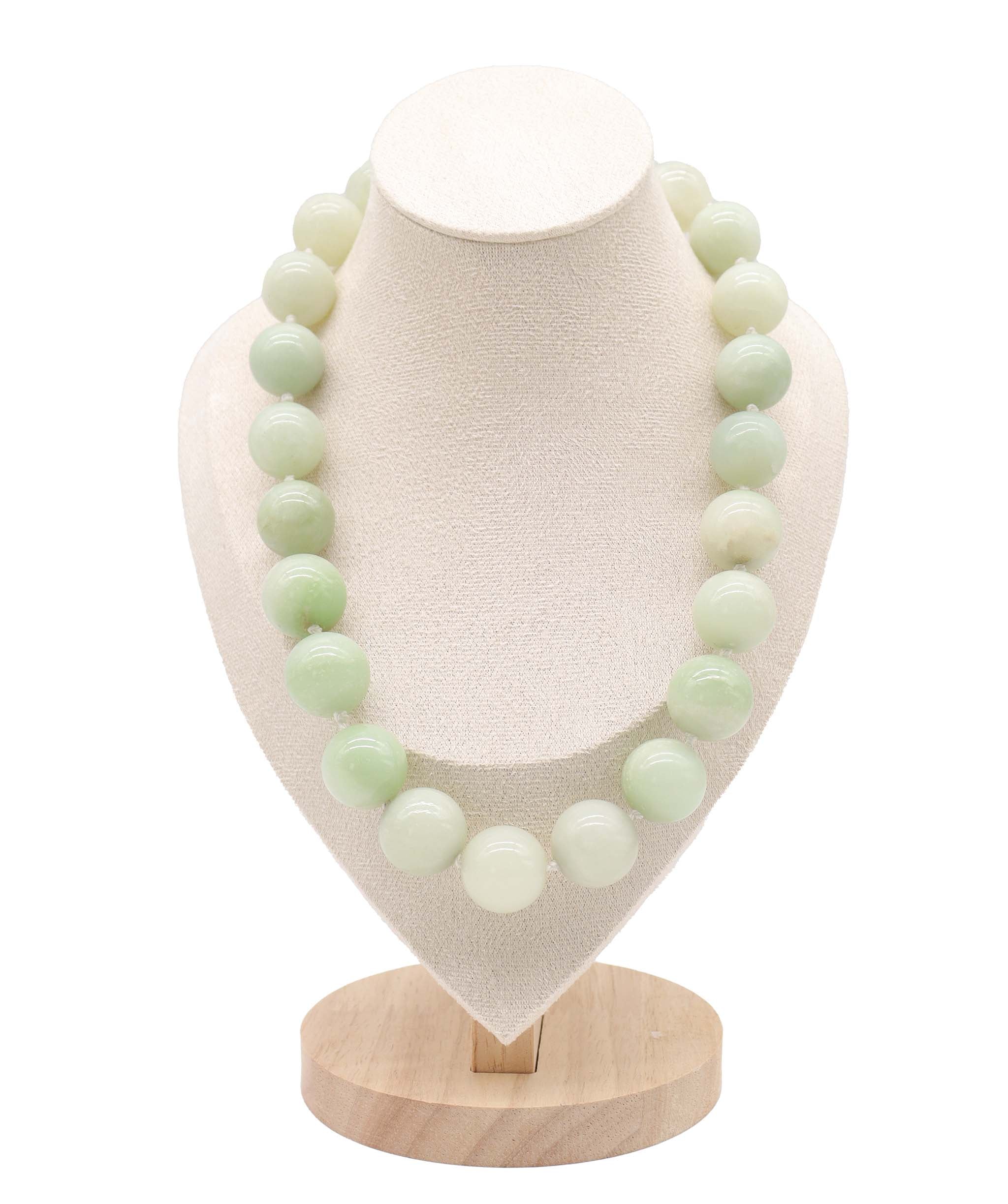 Luxury Promise 800ct Type A Natural Gradient “Mint Green & Cream” Jade Necklace 50cm D17-19mm RDC0810