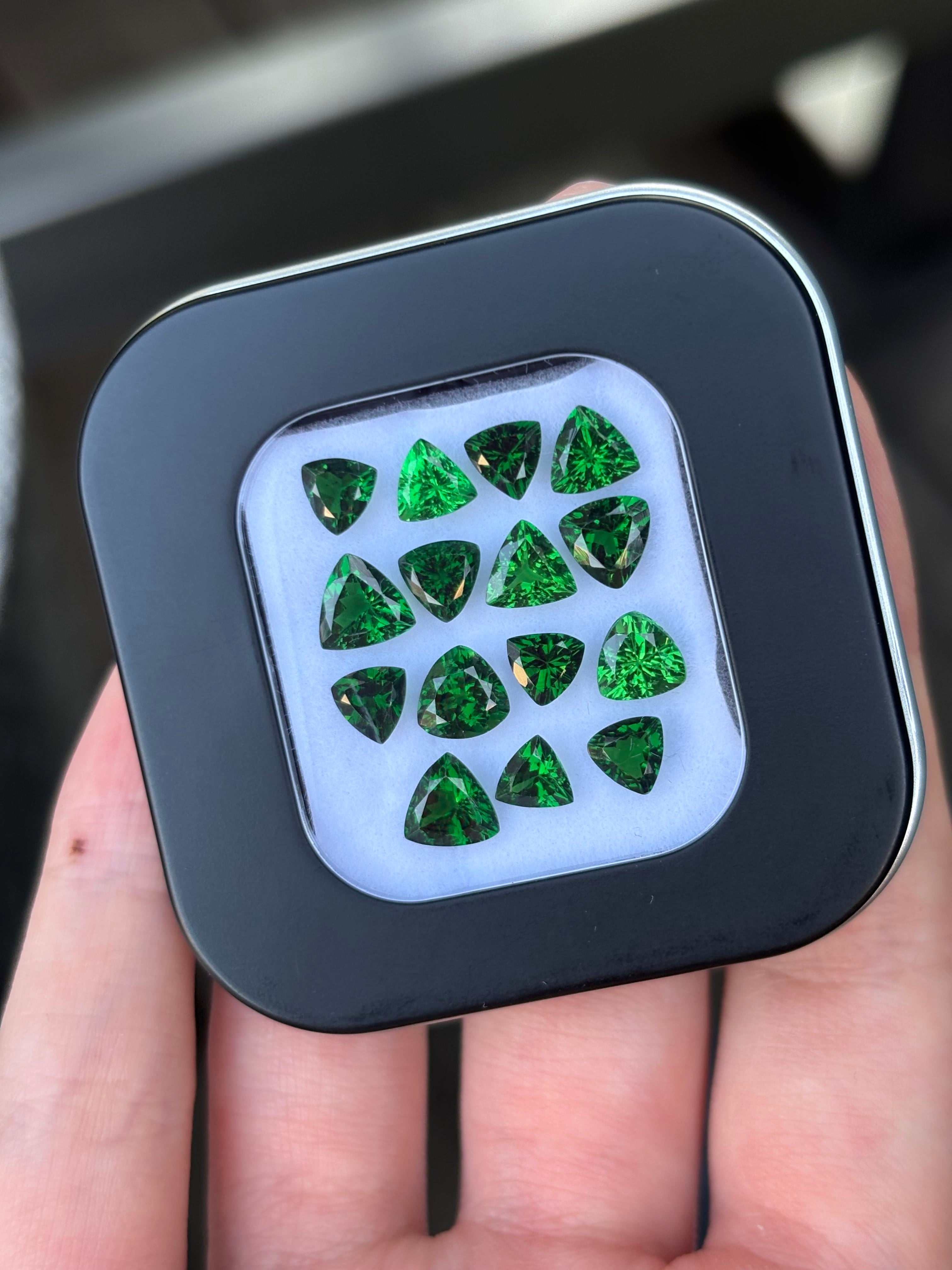 Luxury Promise 9.10ct Tsavorite Trillion Set (5-6mm, 15pcs) DXBCS3872