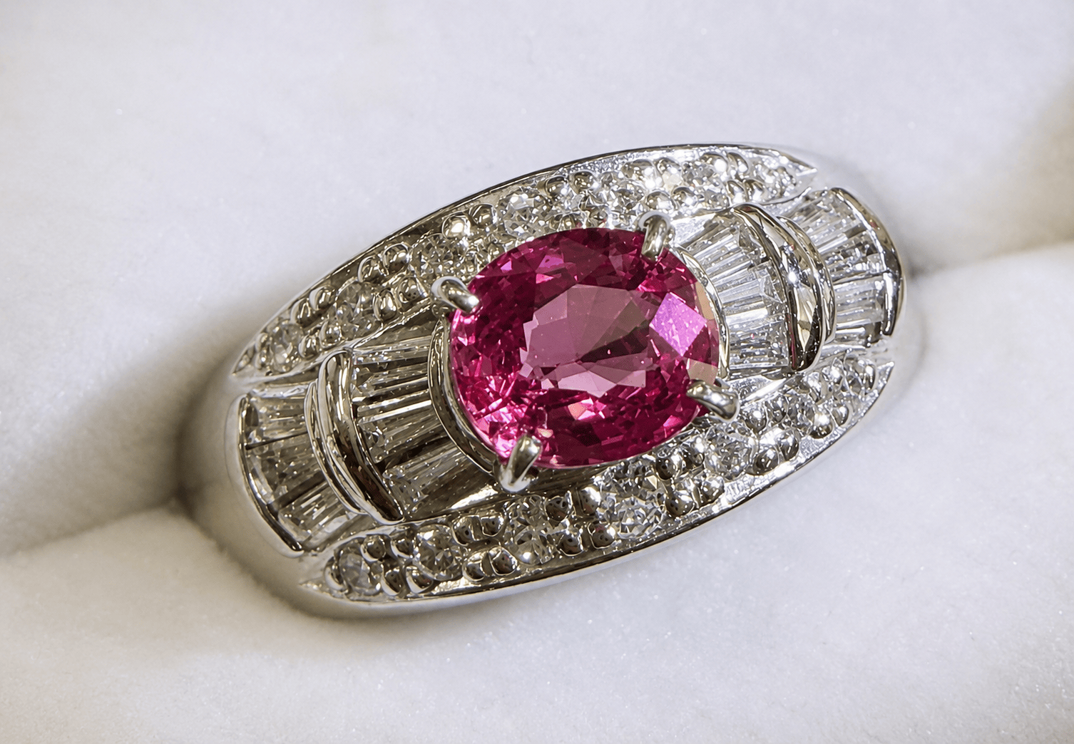 Luxury Promise AIGS 1.10ct Padparadscha Sapphire with D0.445ct in P900 12.0g / JC5309 JJC1129