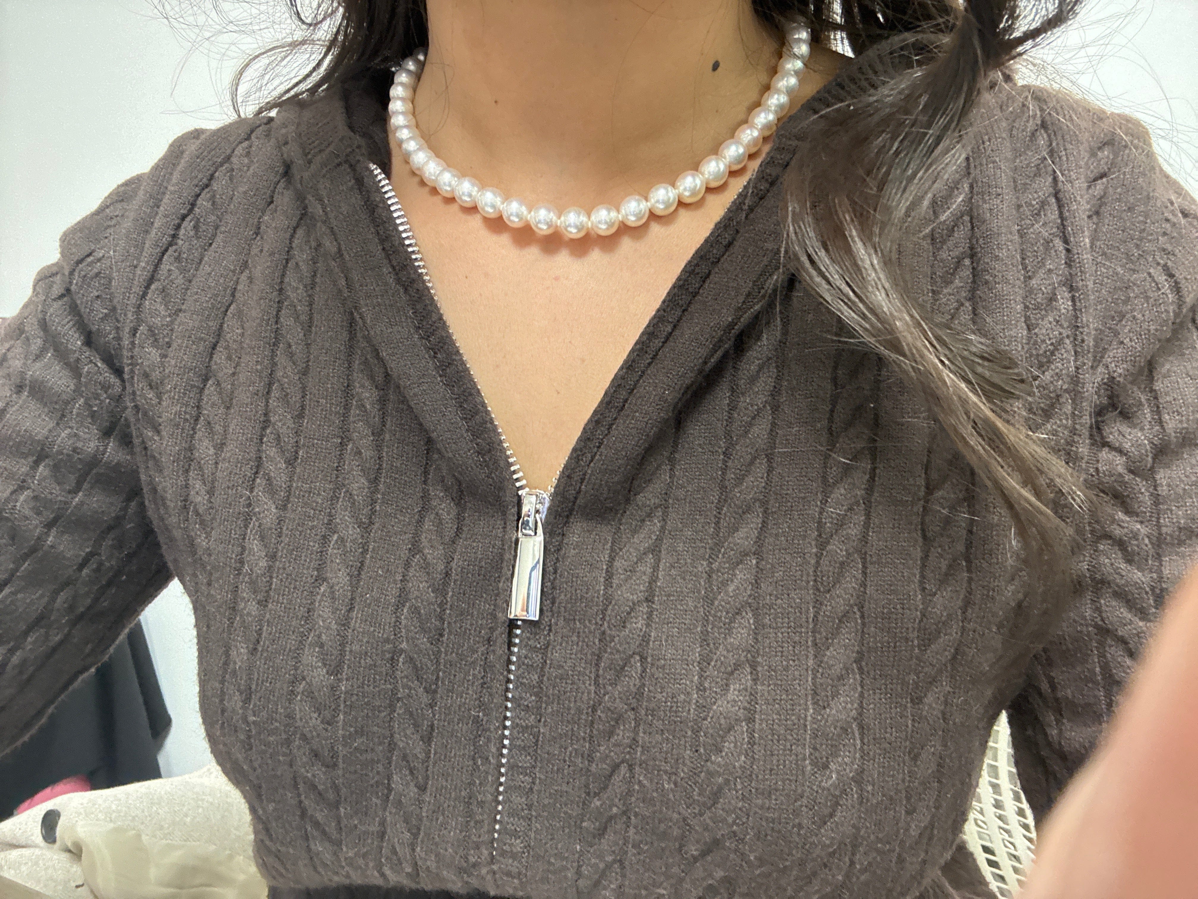 Luxury Promise Akoya Pearl String Necklace, P(8.5~8.8mm), SV, 48.1g, 16inch C297072