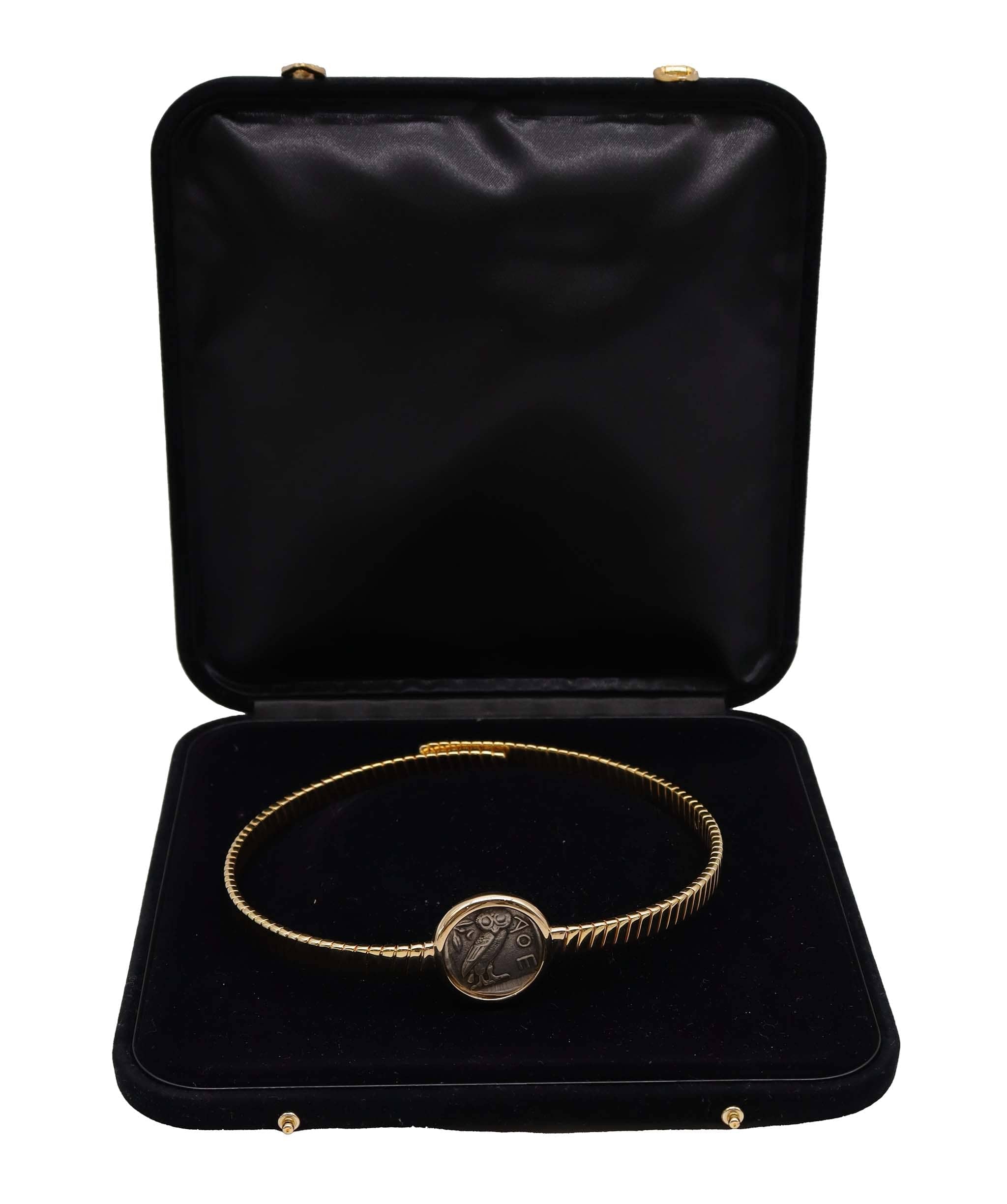 Luxury Promise Ancient Greek Coin Tubogas Choker Silver 18ct Gold Vermail 400BC Coin ASC6897
