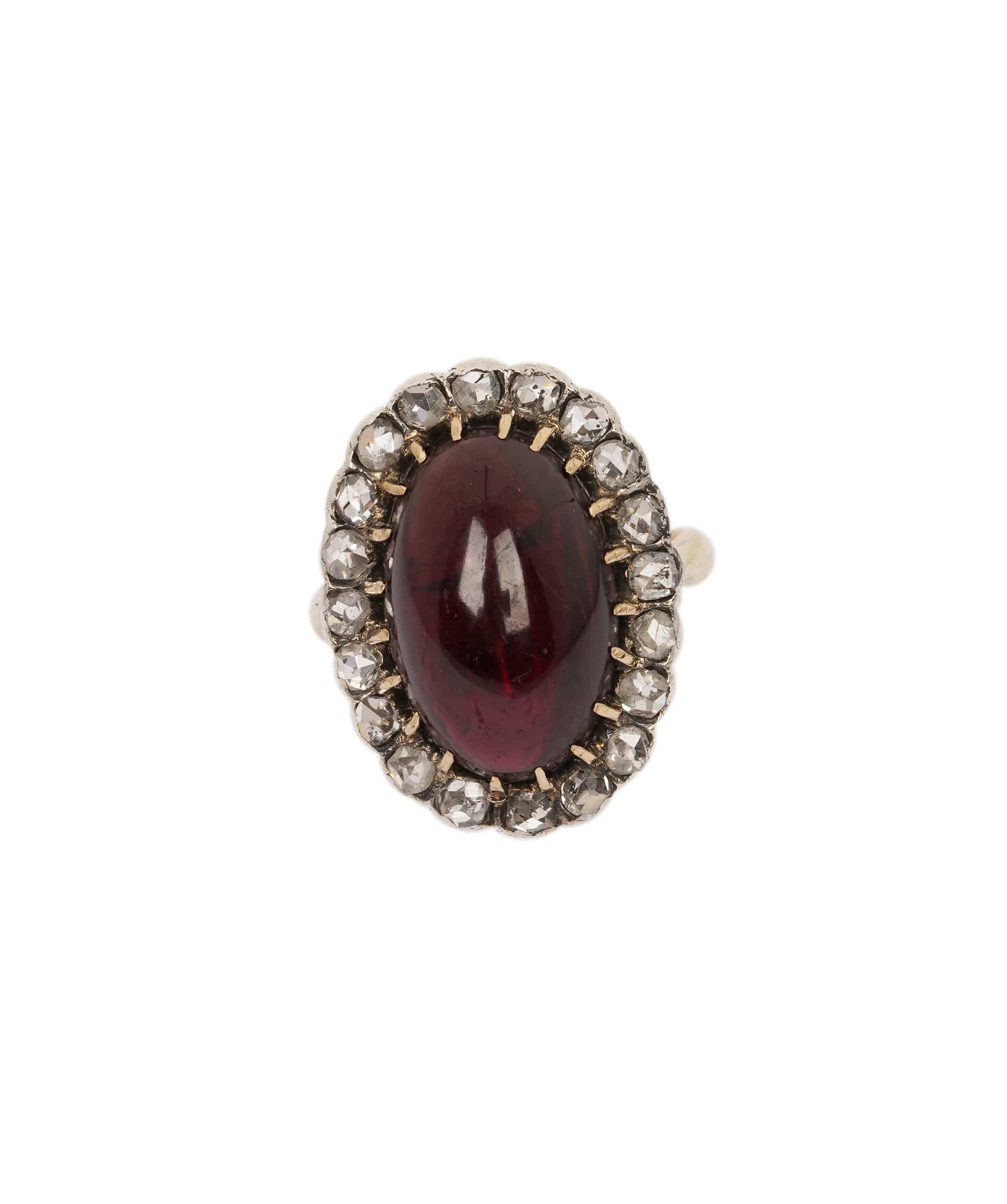 Luxury Promise Antique Garnet & Diamond Cluster Ring WA24536