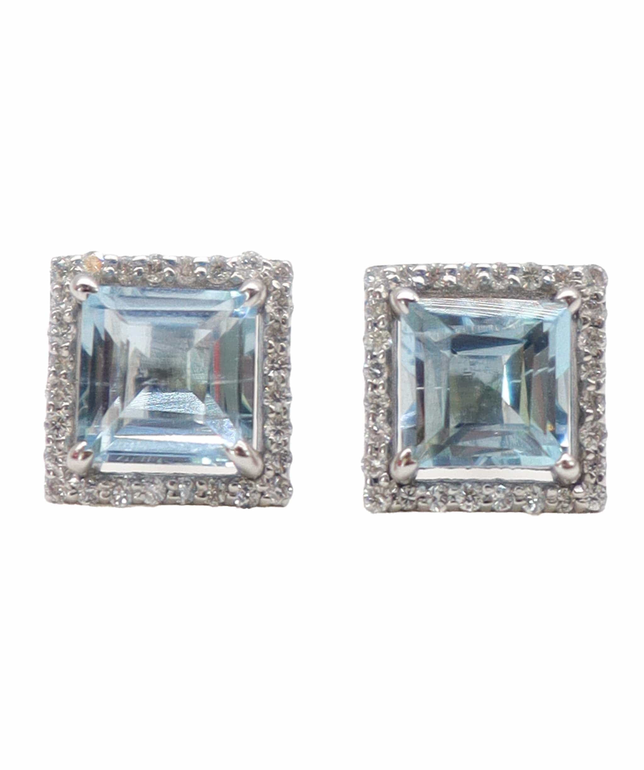 Luxury Promise Aqua and diamond earrings 18K 1.3 / 0.19 ASC6184