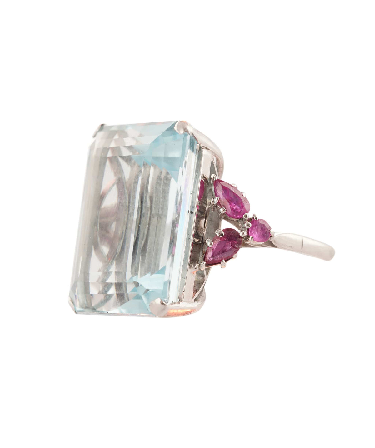 Luxury Promise Aquamarine and Ruby Dress Ring WA90419