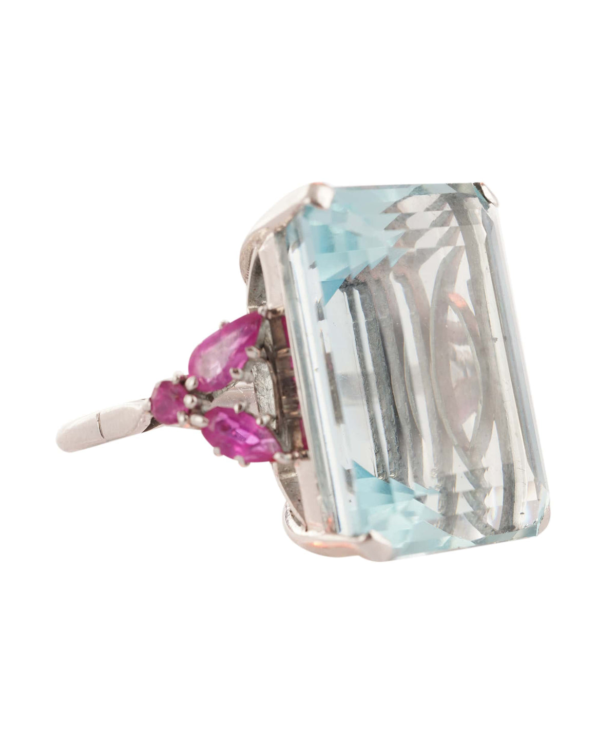 Luxury Promise Aquamarine and Ruby Dress Ring WA90419