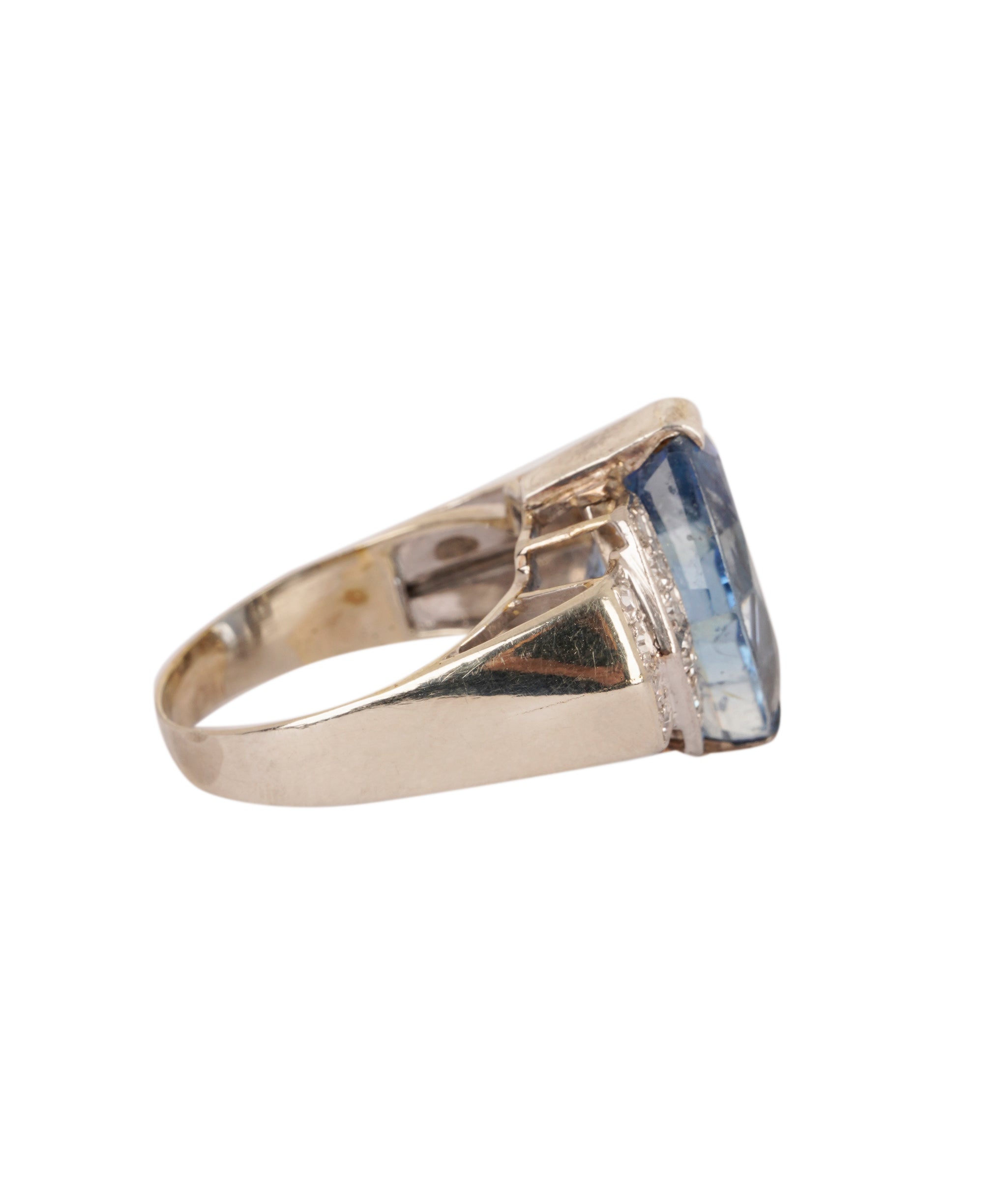 Luxury Promise Art Deco Ceylon Sapphire and Diamond Ring WA24509