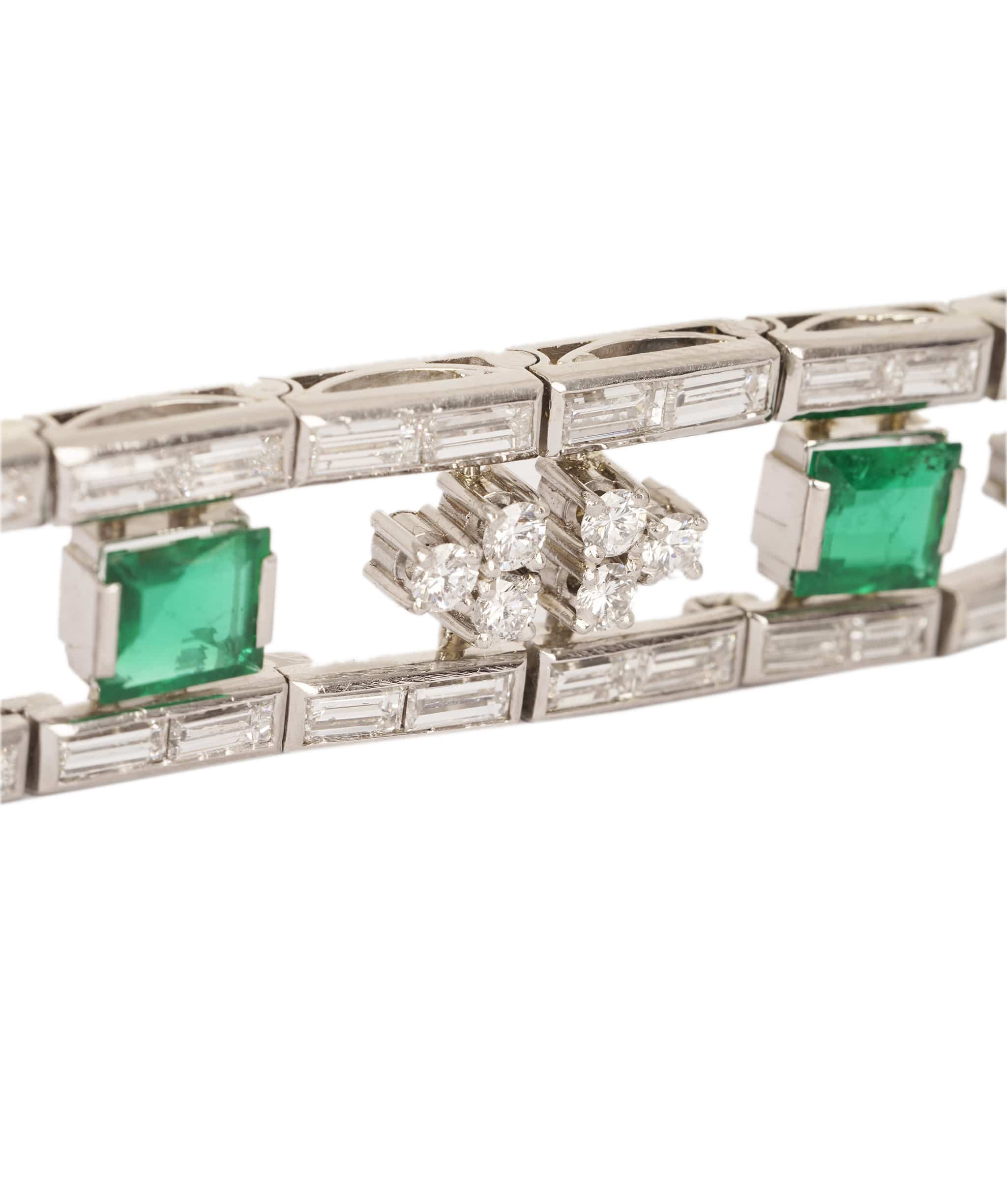 Luxury Promise Art Deco Emerald and Diamond Bracelet WA24493