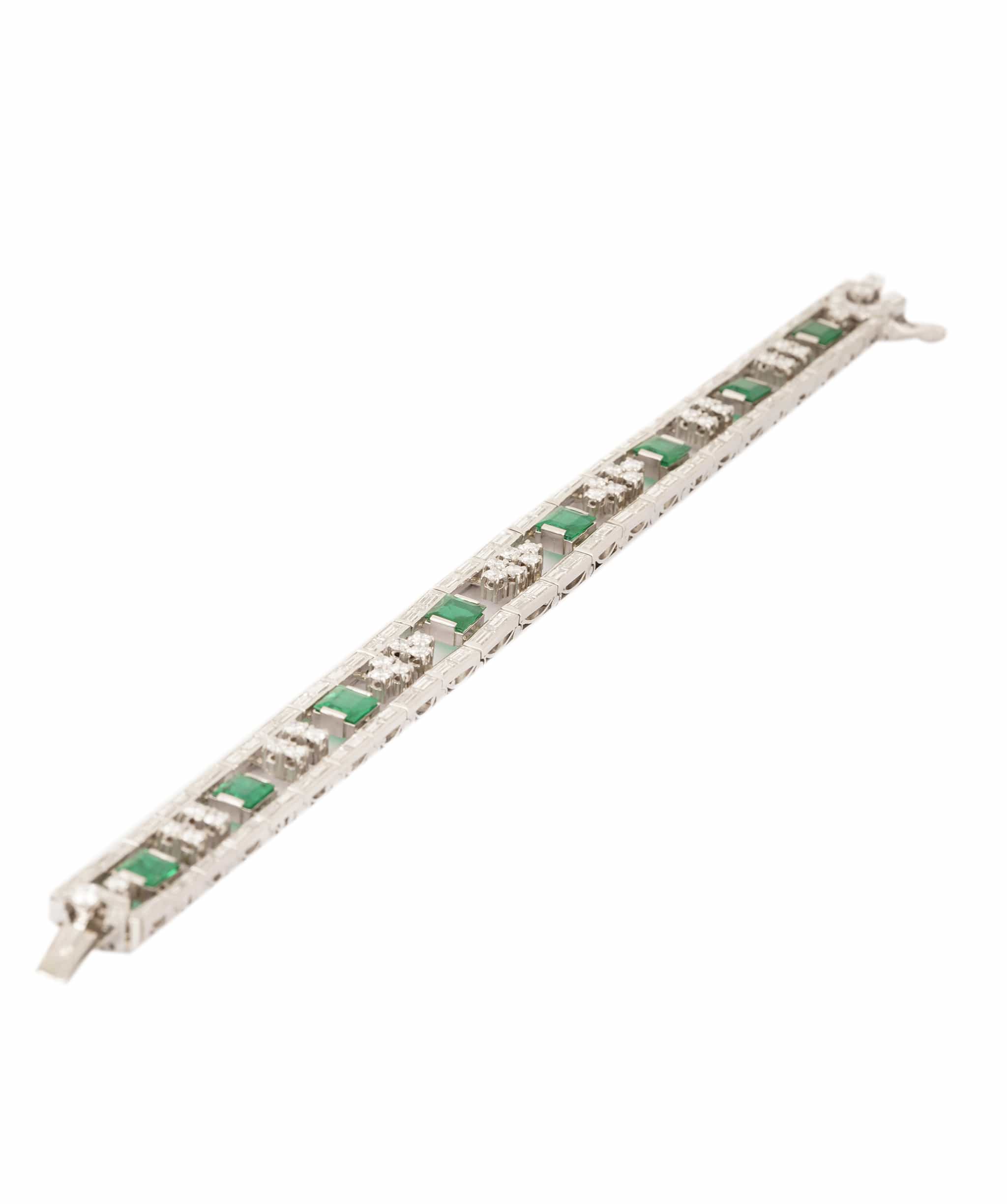 Luxury Promise Art Deco Emerald and Diamond Bracelet WA24493