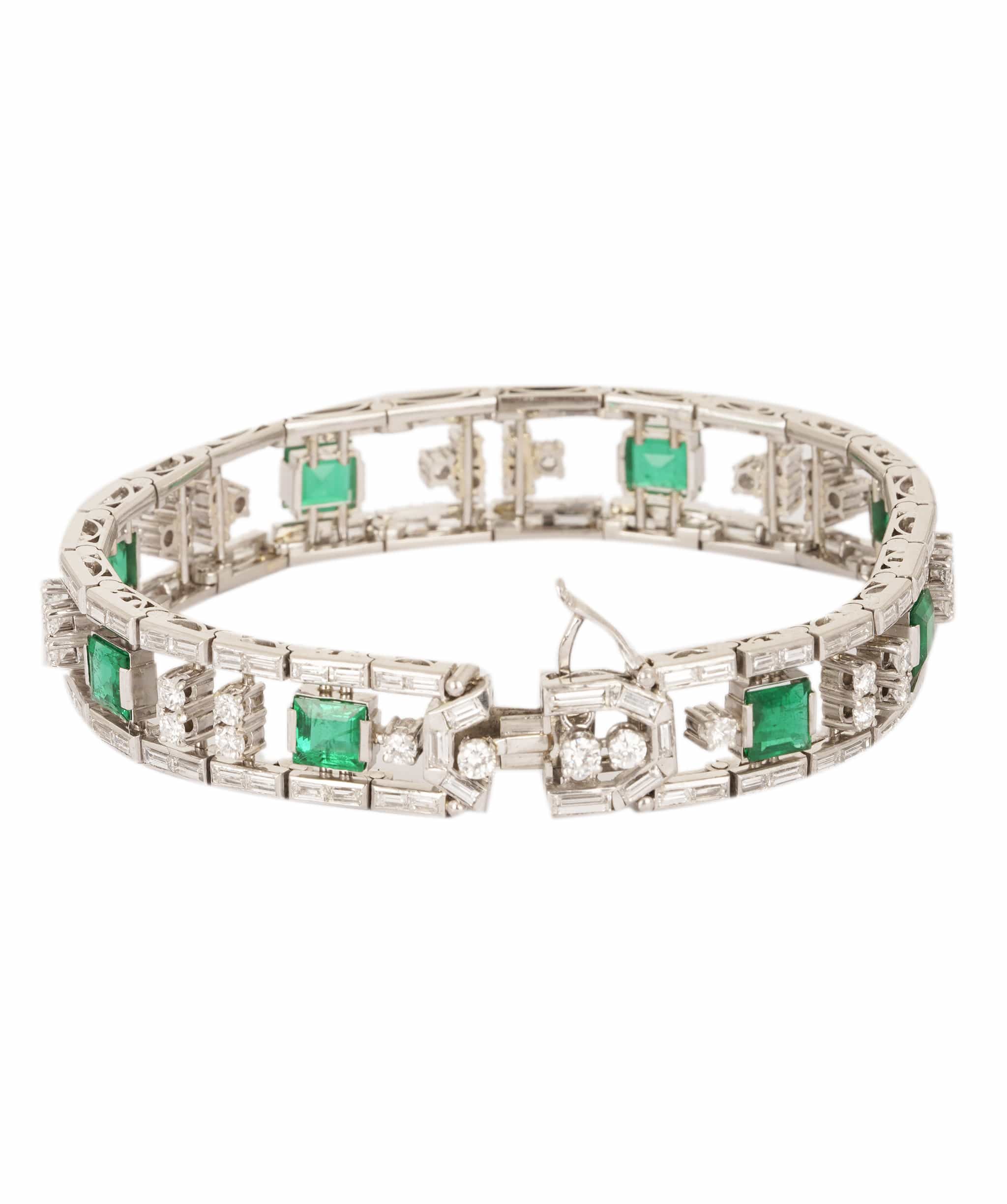 Luxury Promise Art Deco Emerald and Diamond Bracelet WA24493