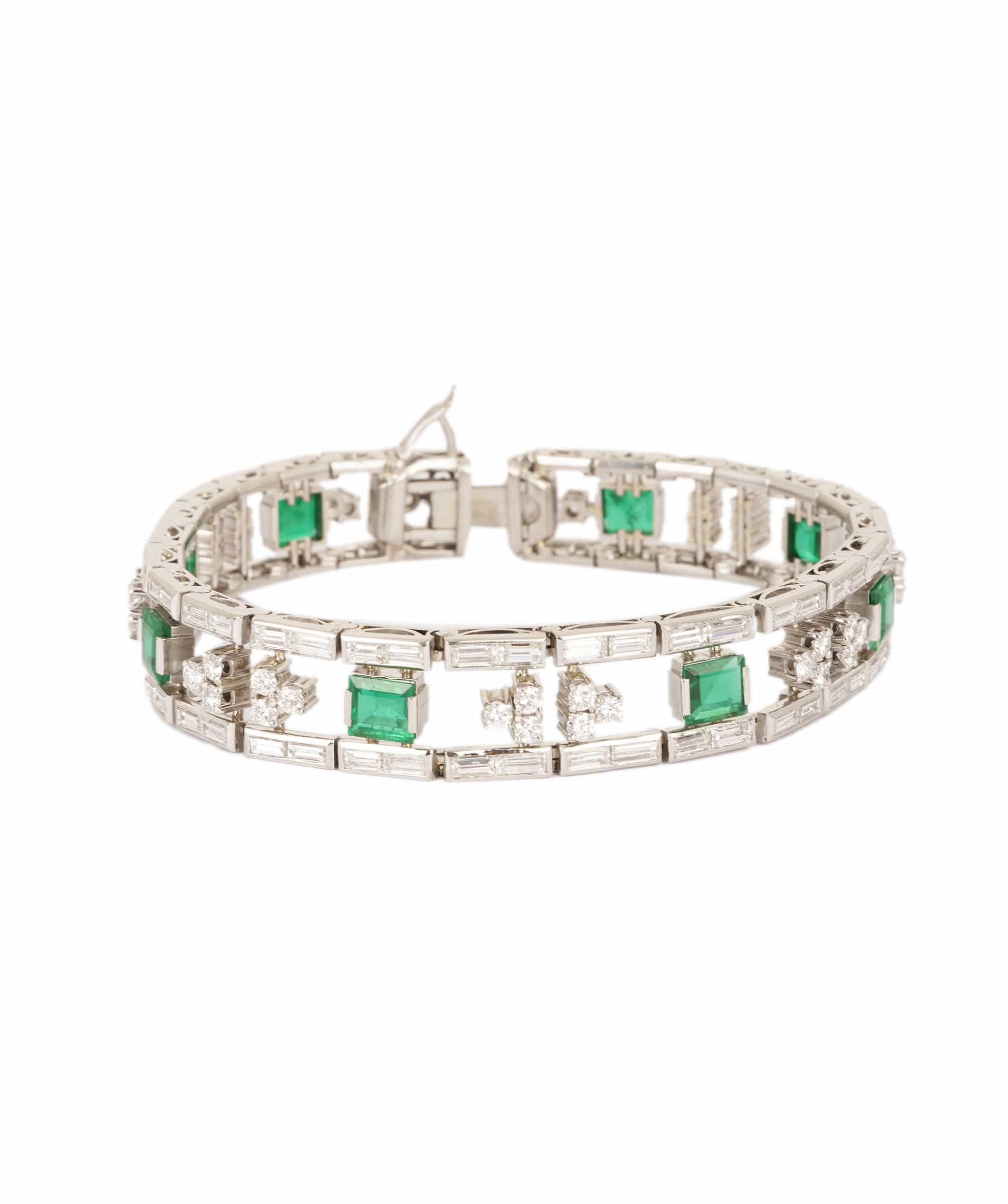 Luxury Promise Art Deco Emerald and Diamond Bracelet WA24493