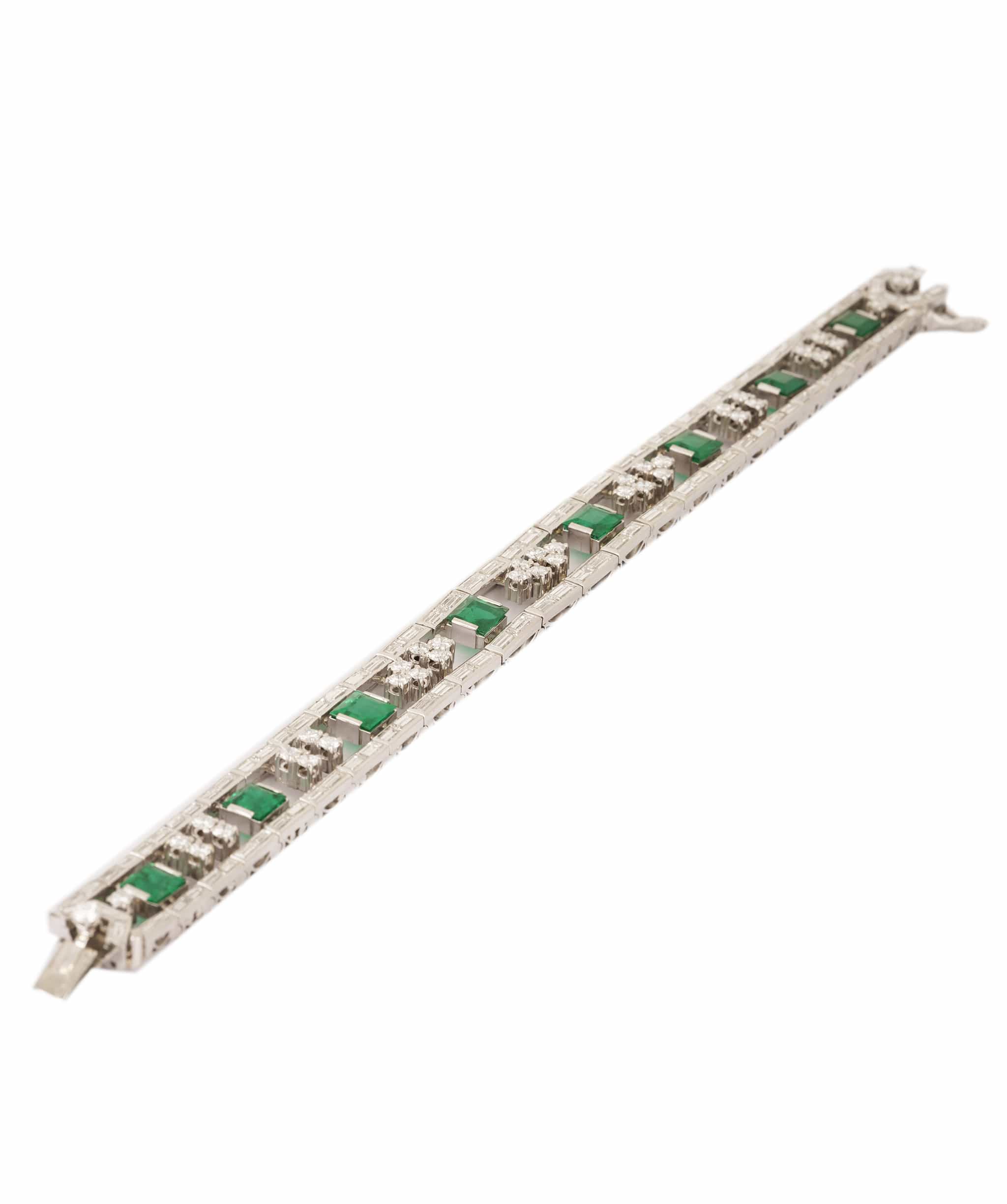 Luxury Promise Art Deco Emerald and Diamond Bracelet WA24493