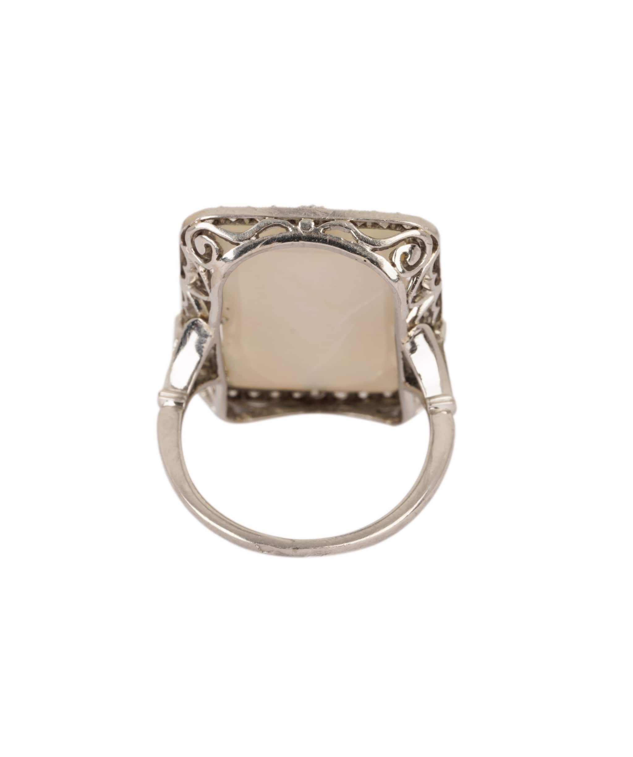 Luxury Promise Art Deco Opal and Diamond Rectangular Ring WA22891
