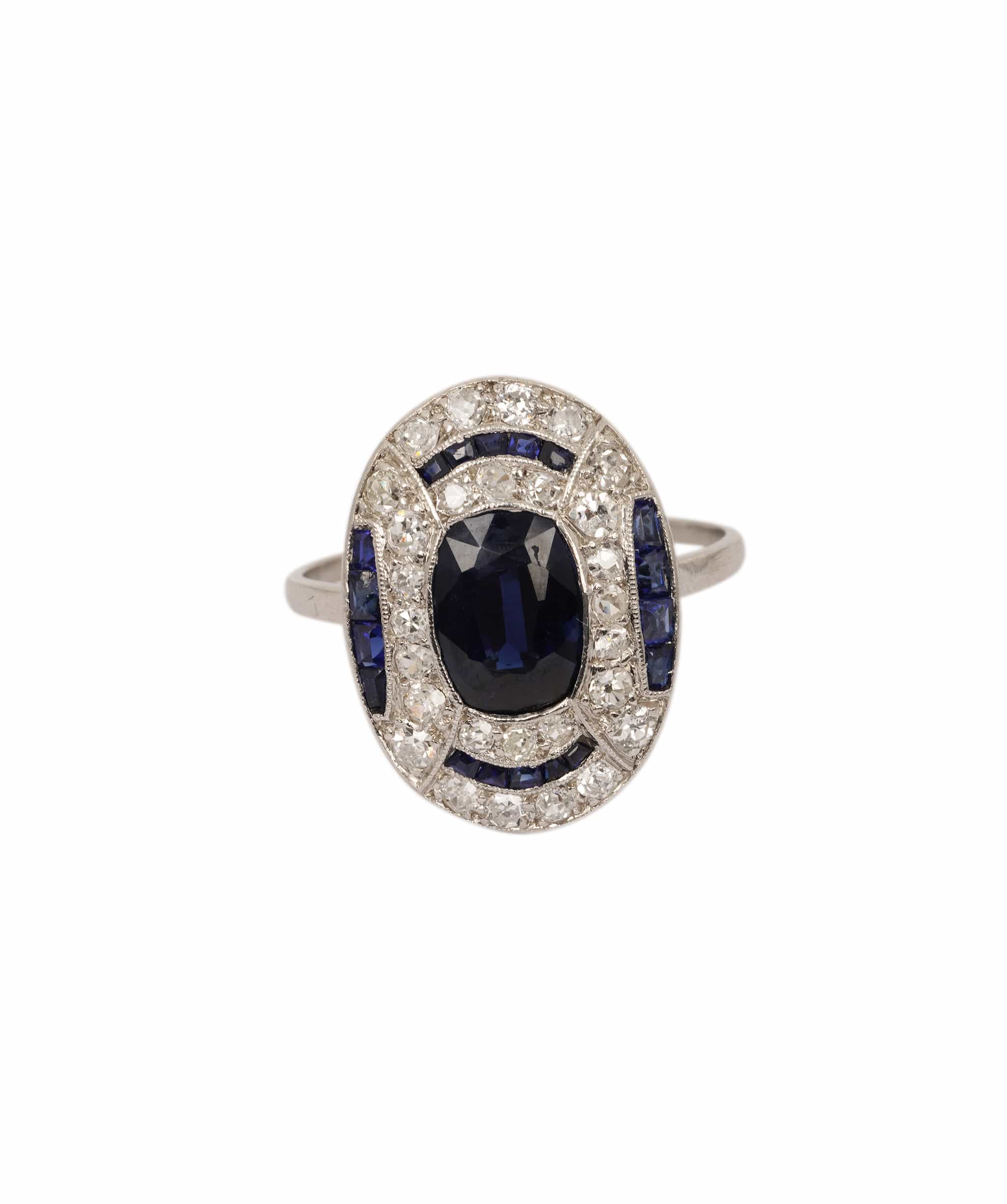 Luxury Promise Art Deco Sapphire and Diamond Ring WA24117