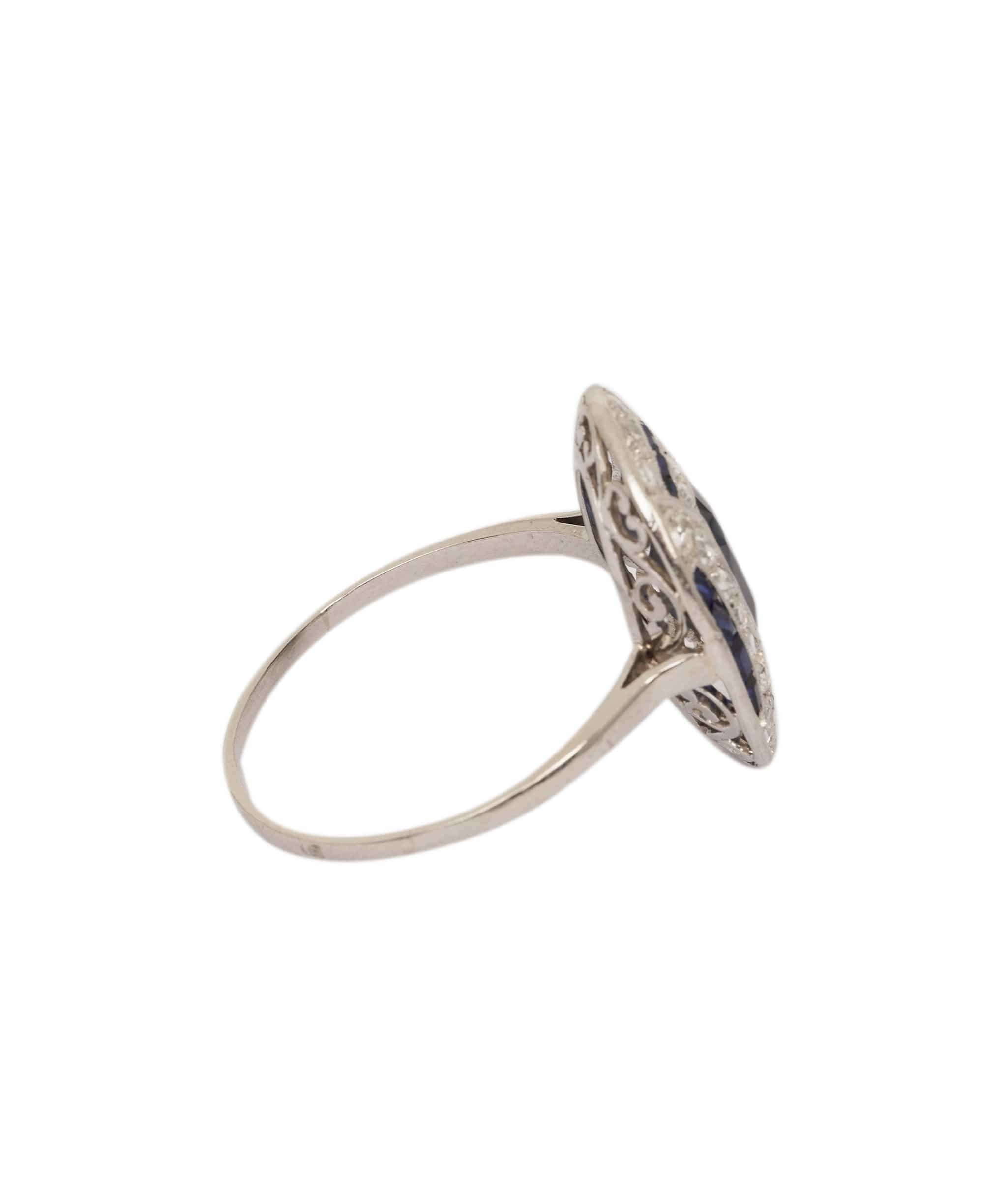 Luxury Promise Art Deco Sapphire and Diamond Ring WA24117