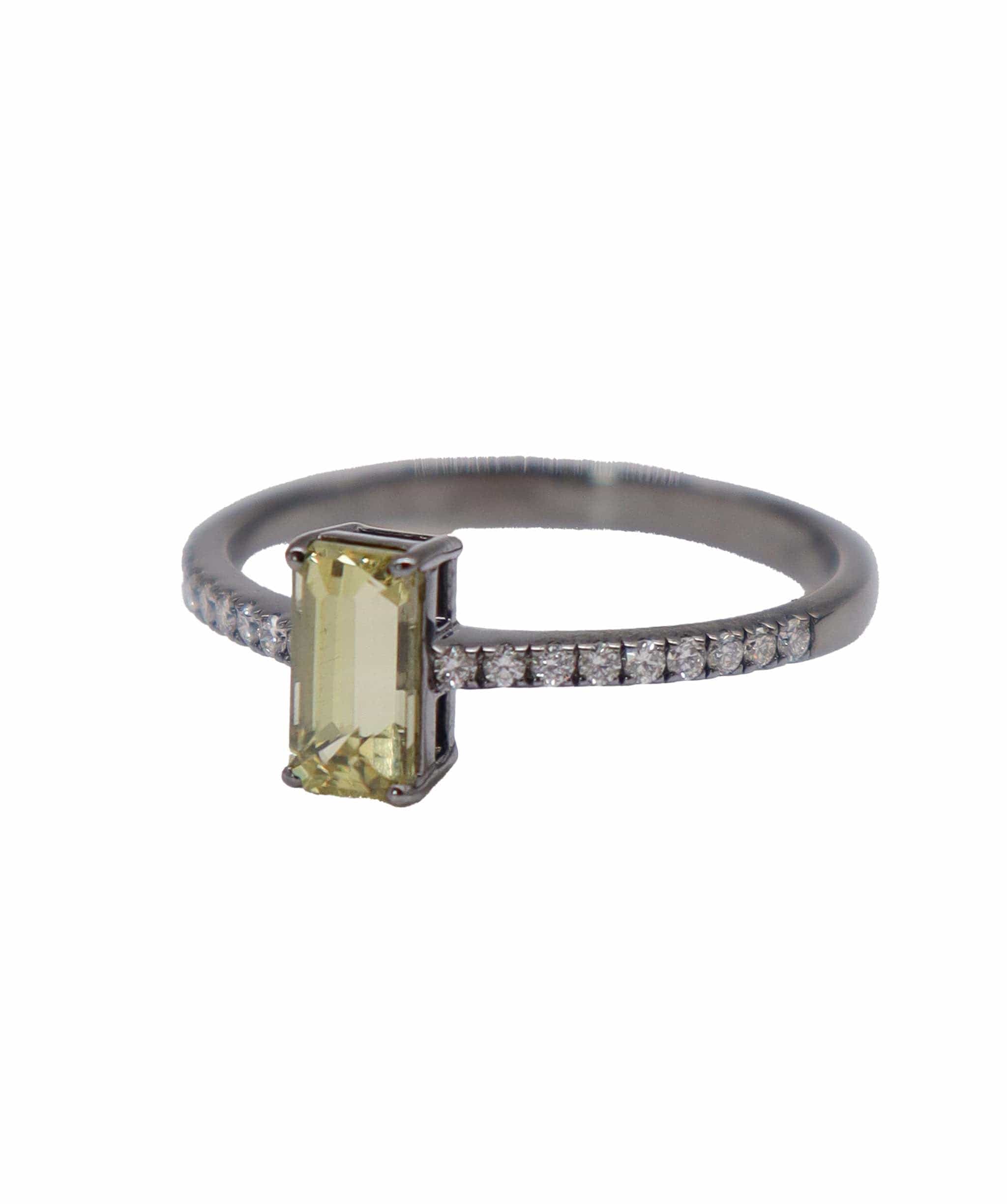 Luxury Promise BLACK RHODIUM ring Chrysoberyl us8 RDL0144F