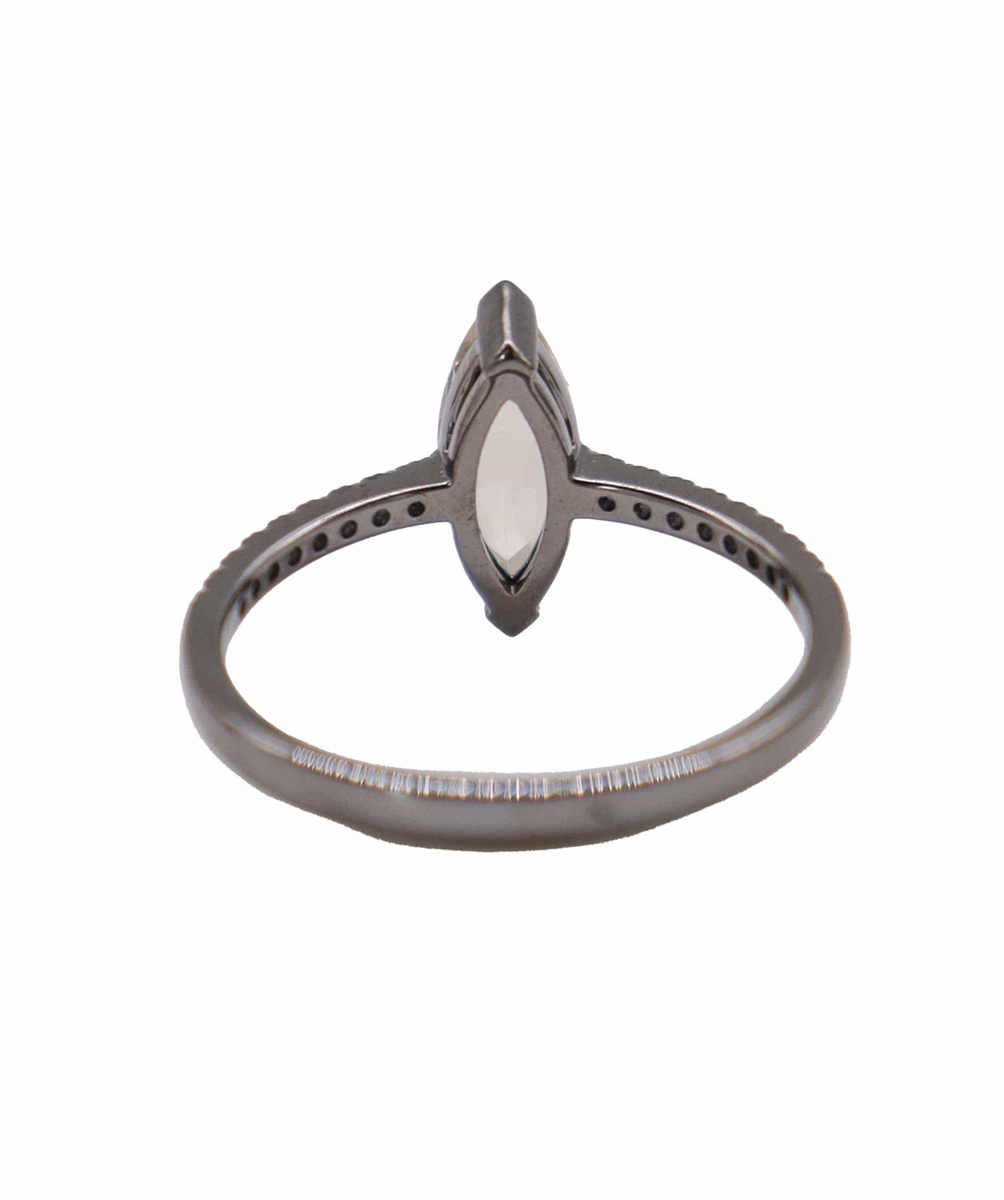 Luxury Promise BLACK RHODIUM ring morganite Marquise us8 DXBS4453