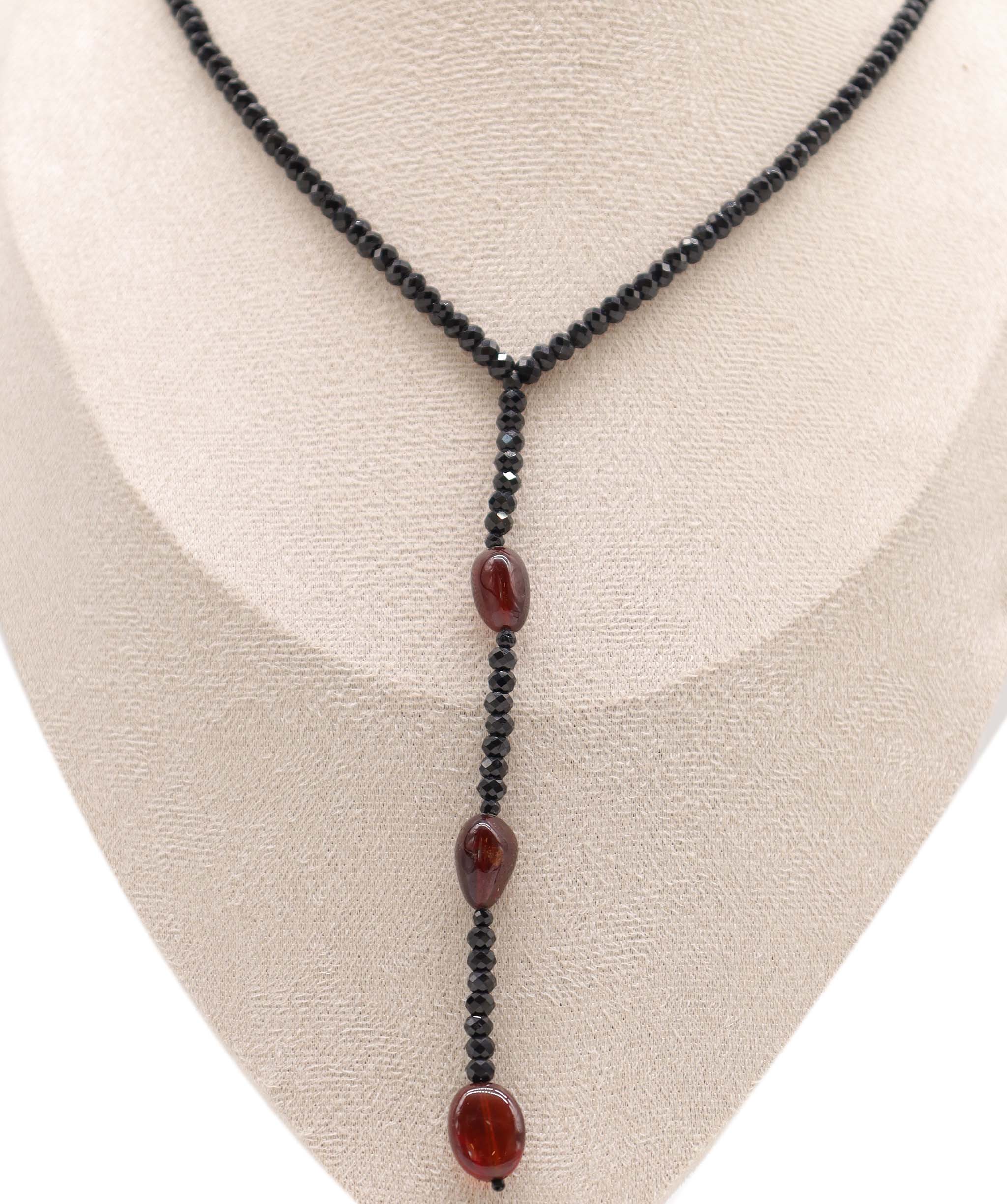 Luxury Promise Black Spinel & Garnet Lariat Sautoir RDC0689