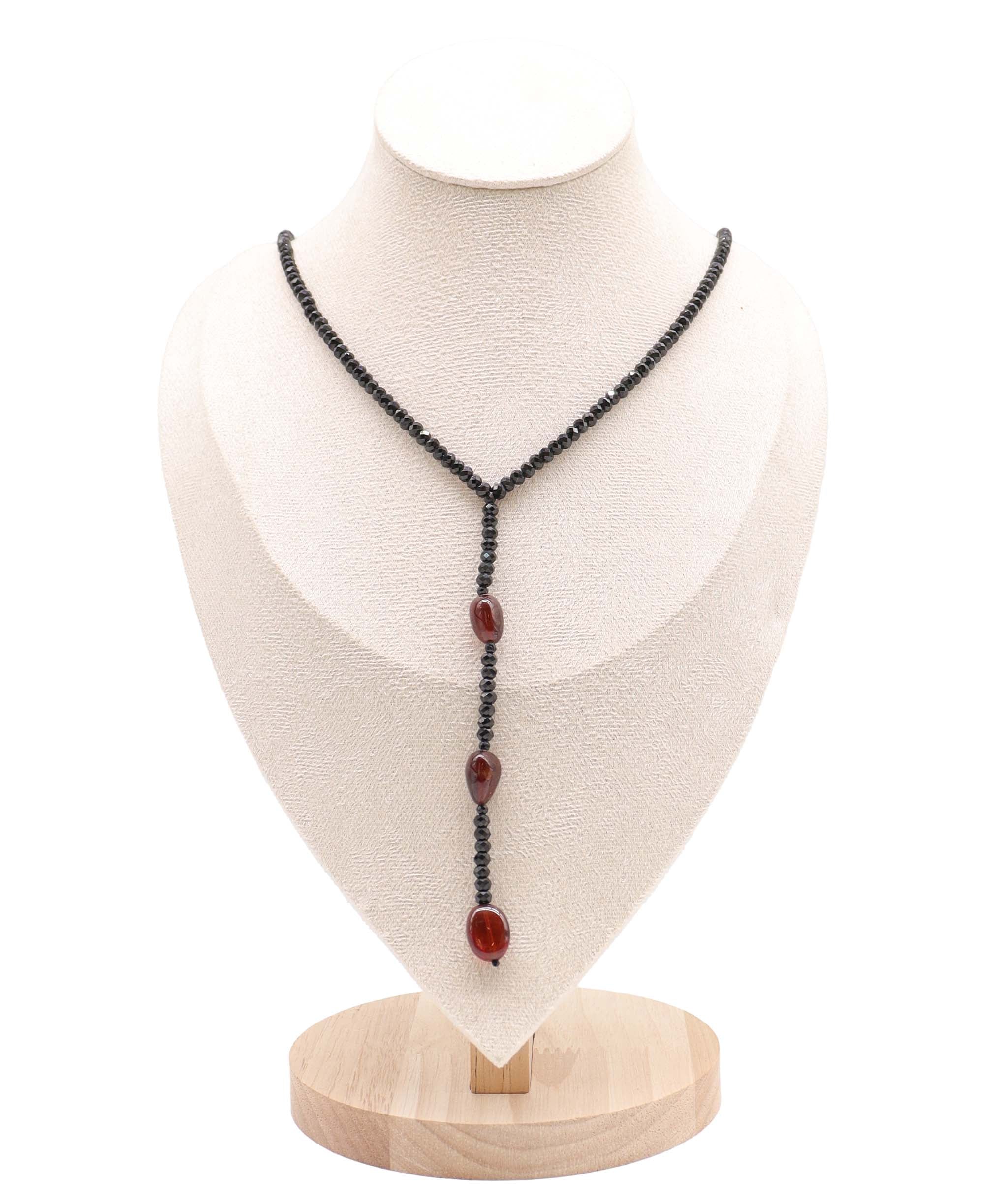 Luxury Promise Black Spinel & Garnet Lariat Sautoir RDC0689