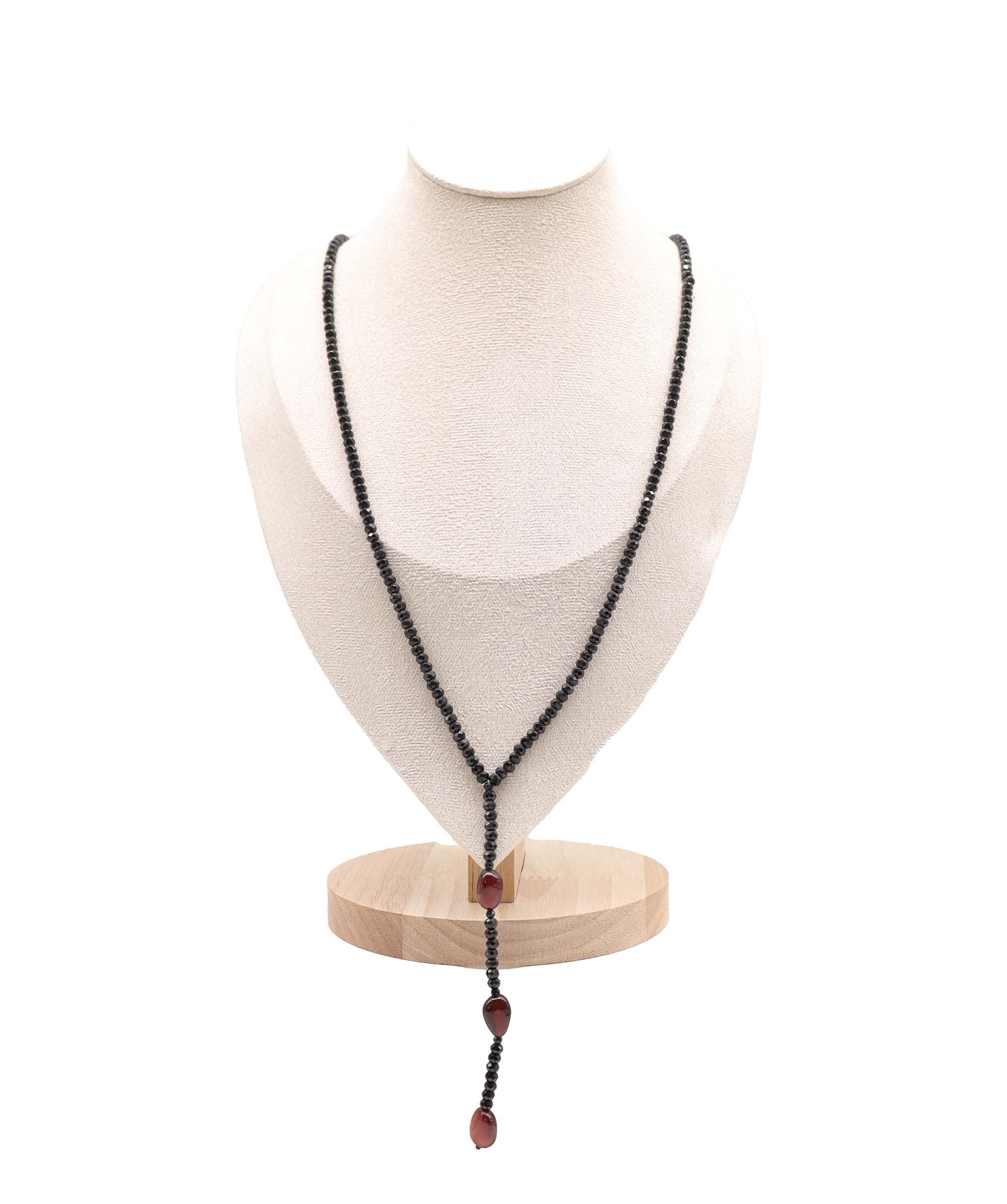 Luxury Promise Black Spinel & Garnet Lariat Sautoir RDC0689
