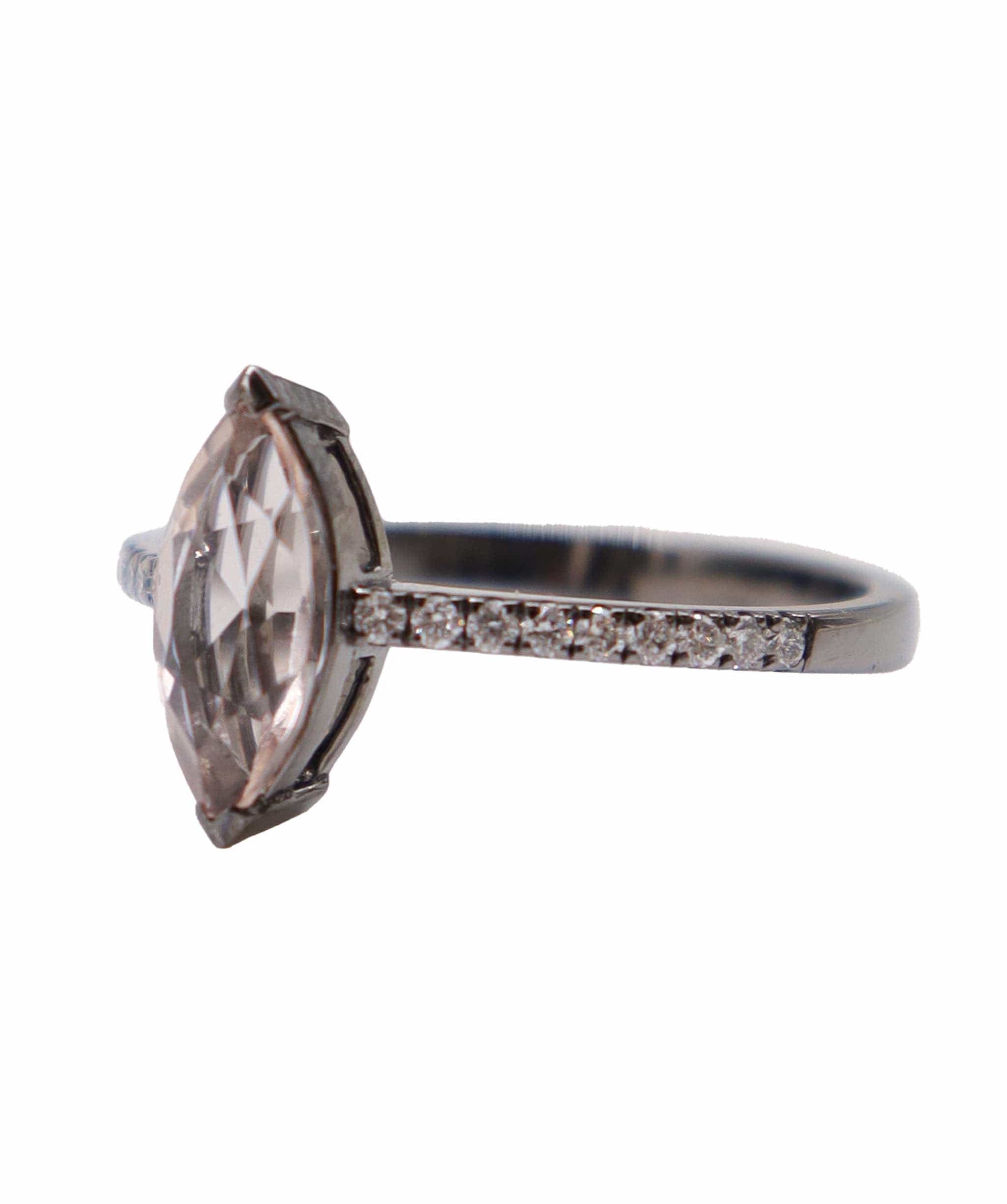 Luxury Promise blck rhodium wg ring 1.08cts marquise us 8 DXBS4443