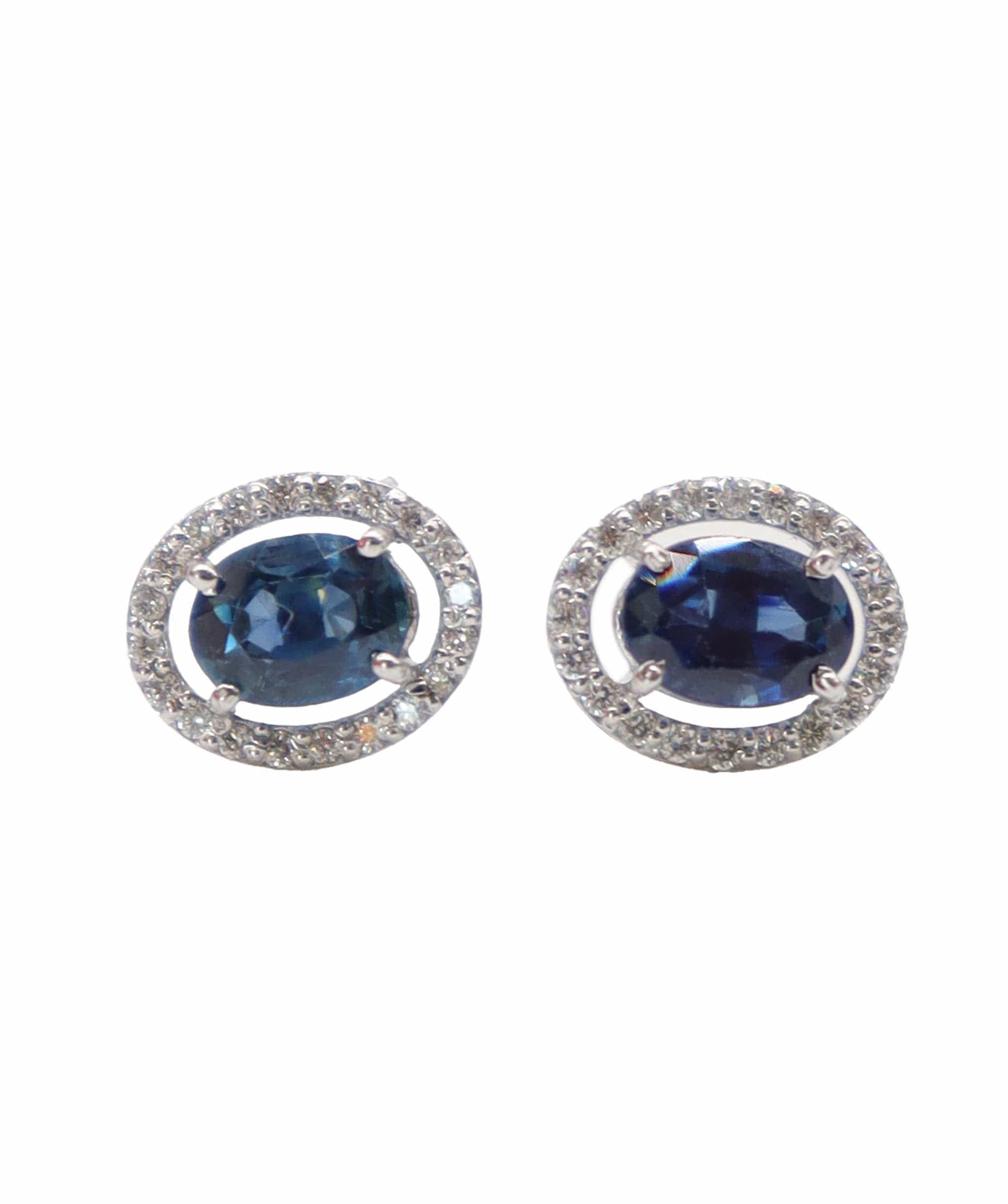 Luxury Promise Blue sapphire and diamond oval earrings 18K 1.5 / 0.2 ASC6186