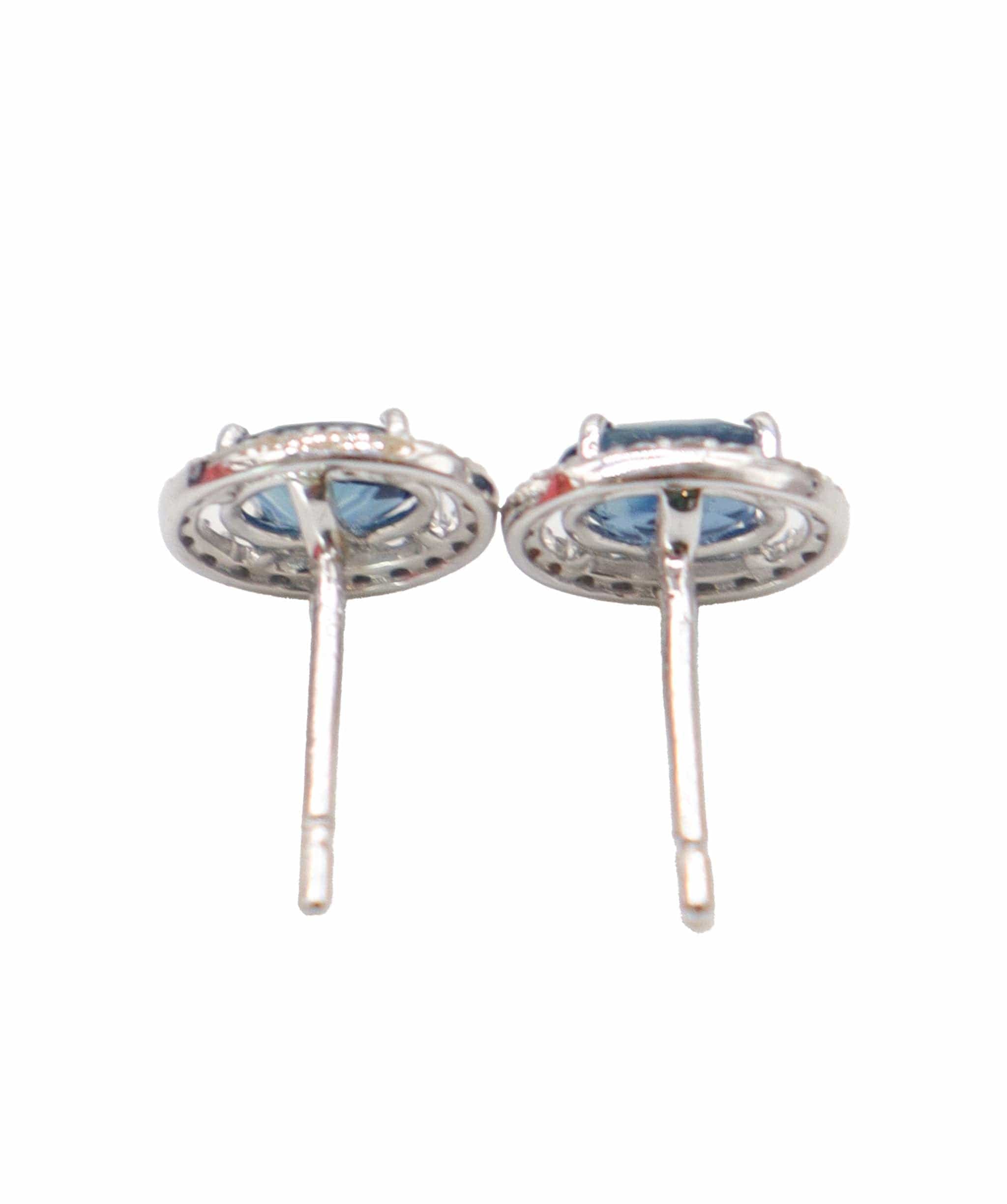 Luxury Promise Blue sapphire and diamond oval earrings 18K 1.5 / 0.2 ASC6186