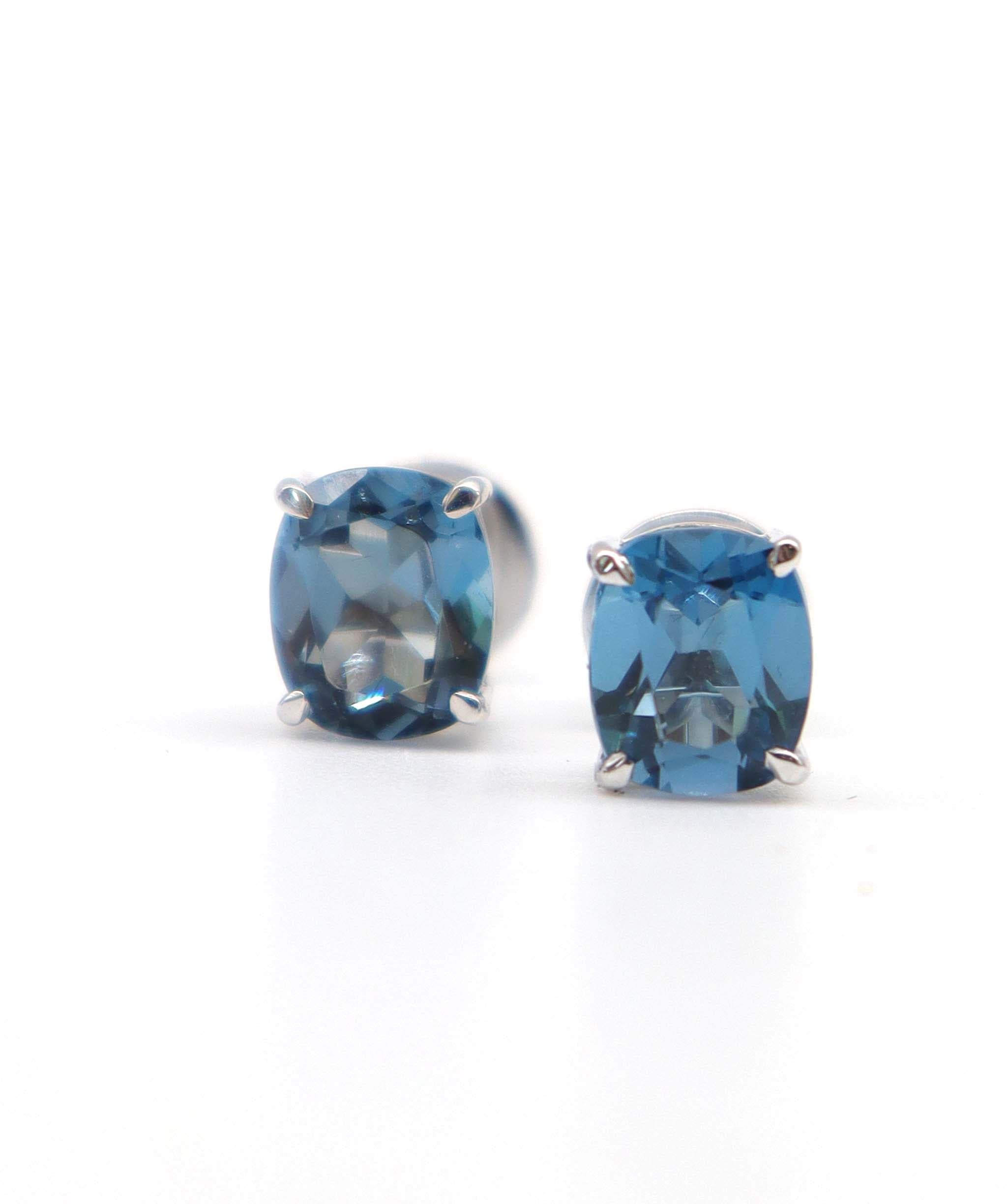 Luxury Promise Blue Topaz Studs in 18K White Gold RDC0603