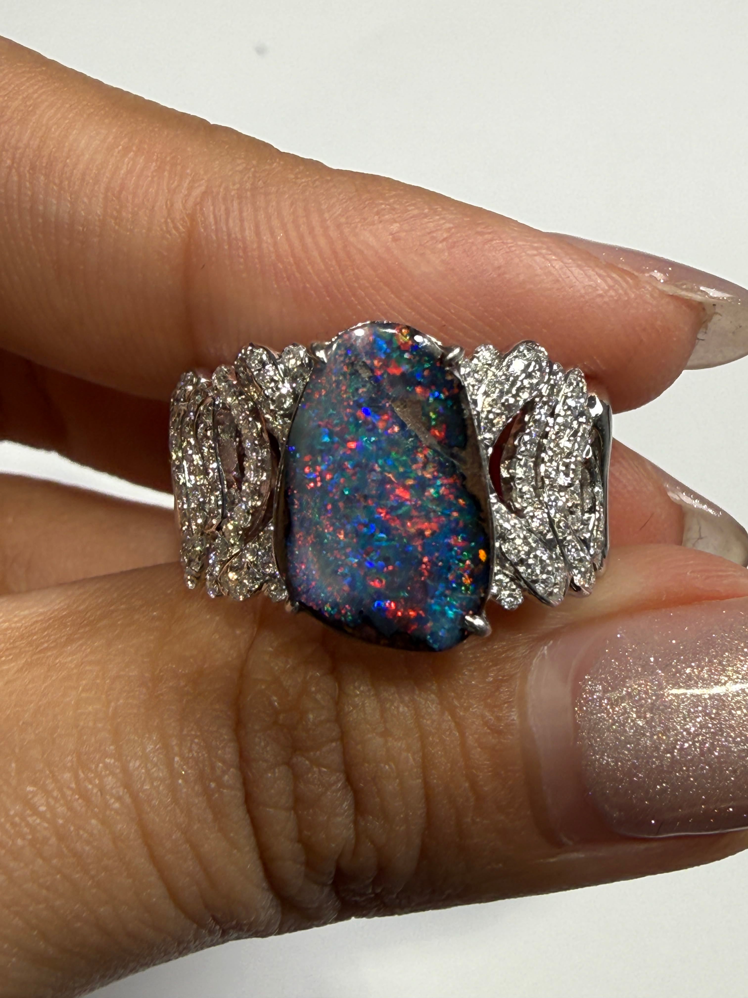 Luxury Promise Boulder Opal Ring in 18KWG US 6.5 8254 JJC9037