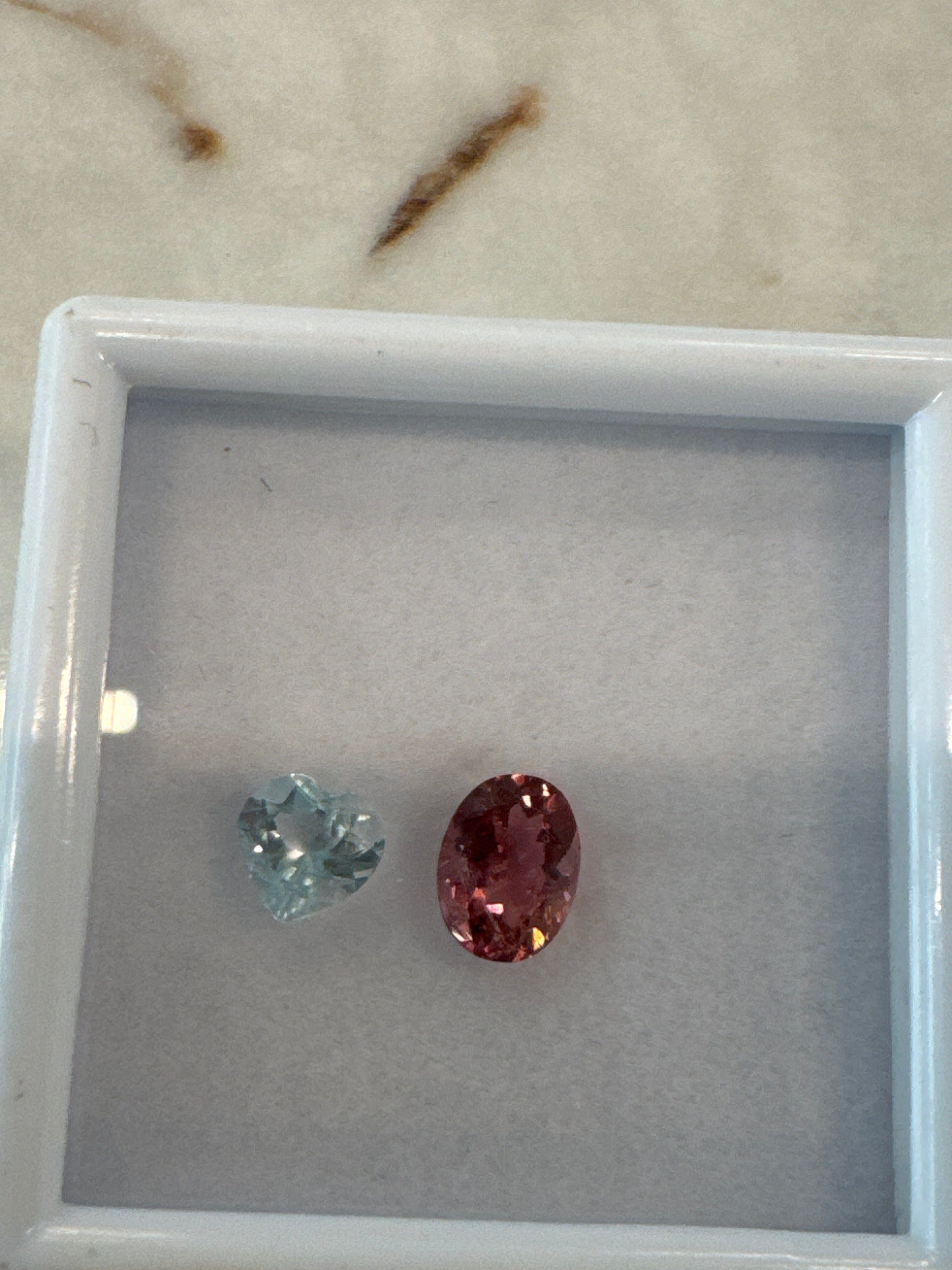 Luxury Promise Box pink tourmaline & aquamarine heart DXBCS0459