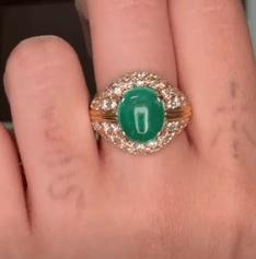 Luxury Promise Brazil Emerald Cabochon Ring (Intense Green) in 18K / E5.18ct, D1.21ct CX6855 JJC0304